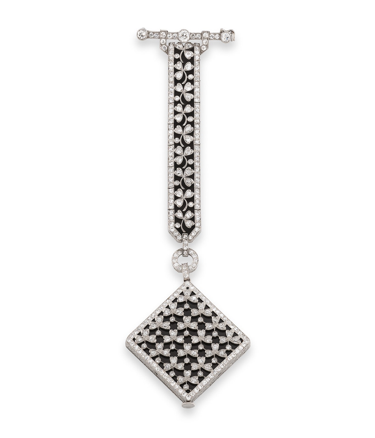 Onyx and diamond lapel watch, 1920s
