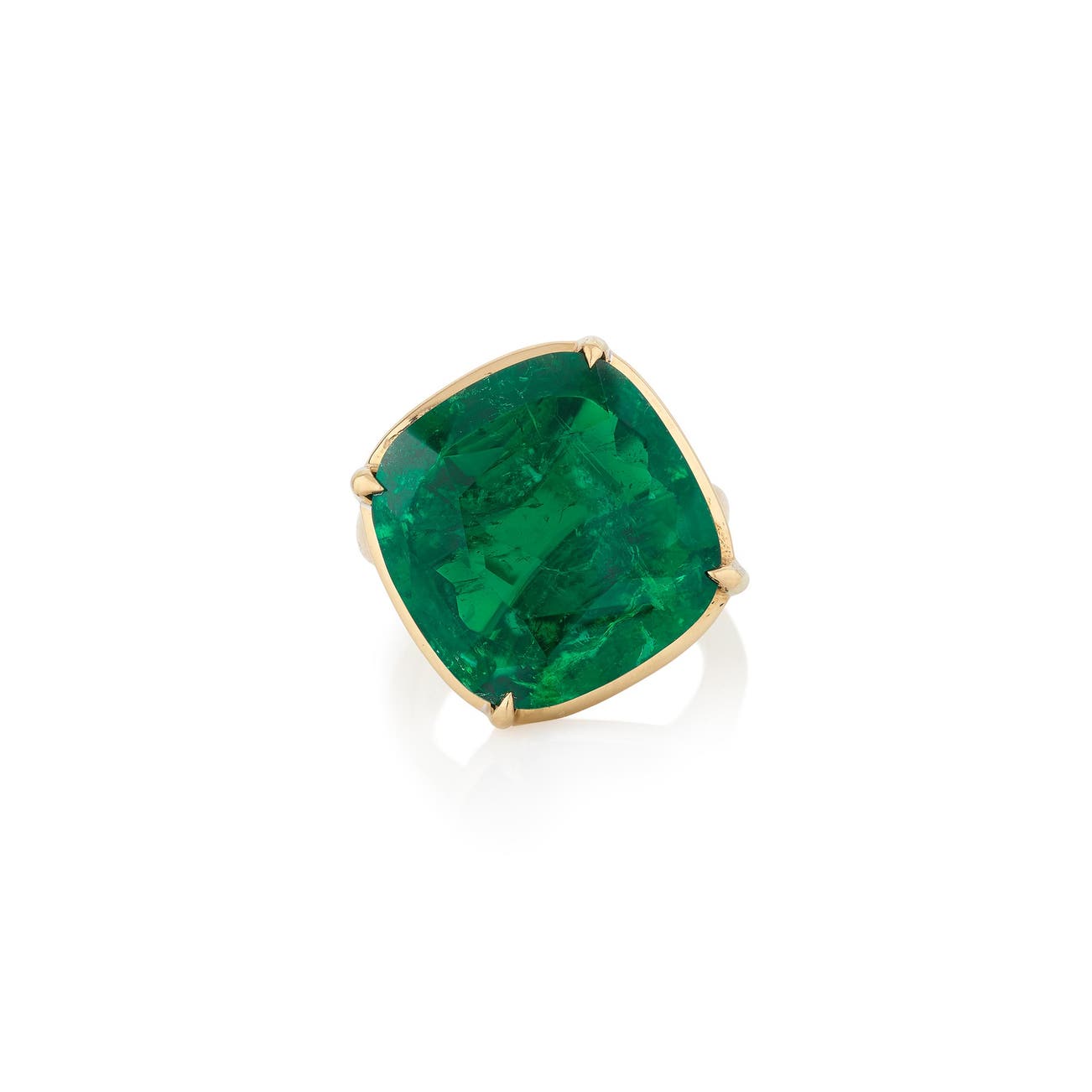 <p><em>Emerald ring weighing 14.69 carats, Colombia, no indications of clarity enhancement,</em> CHF230,000–280,000</p>