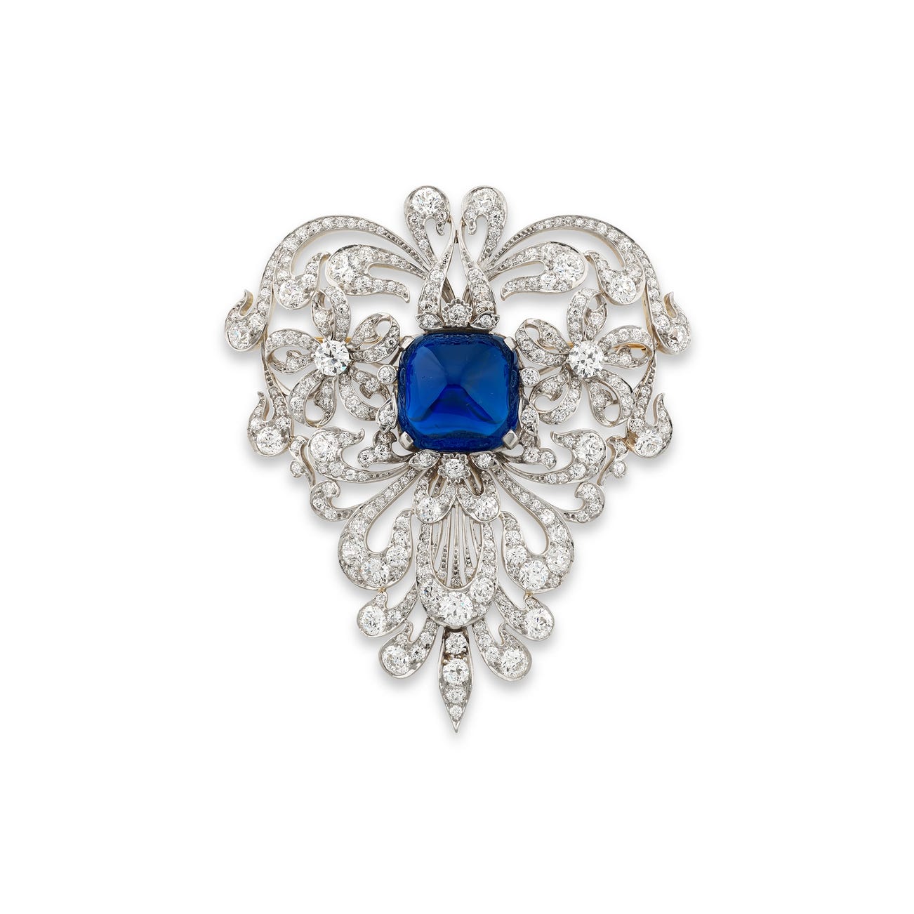 <p><strong>TIFFANY &amp; CO</strong> <em>'The Vanderbilt Sapphire' Magnificent and highly important Kashmir</em> <em>sapphire and diamond brooch, weighing 42.68 carats, early 20th century</em></p>
