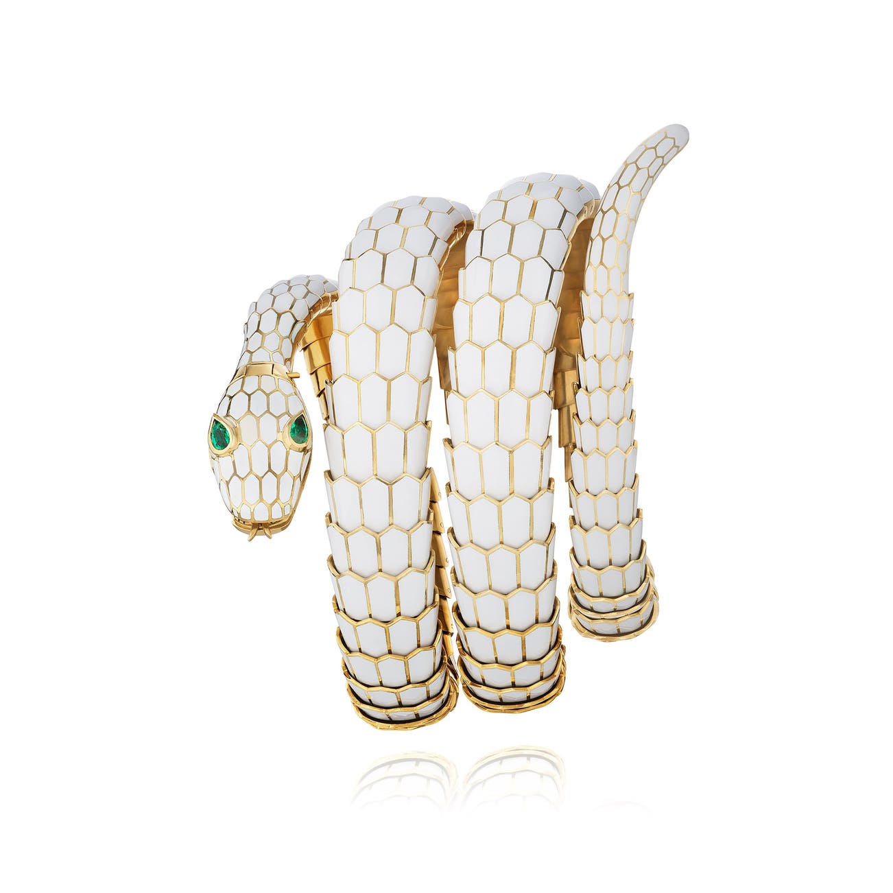 <p><strong>BULGARI</strong> <em>Emerald and enamel belt, 'Serpenti',</em> circa 1970</p>
