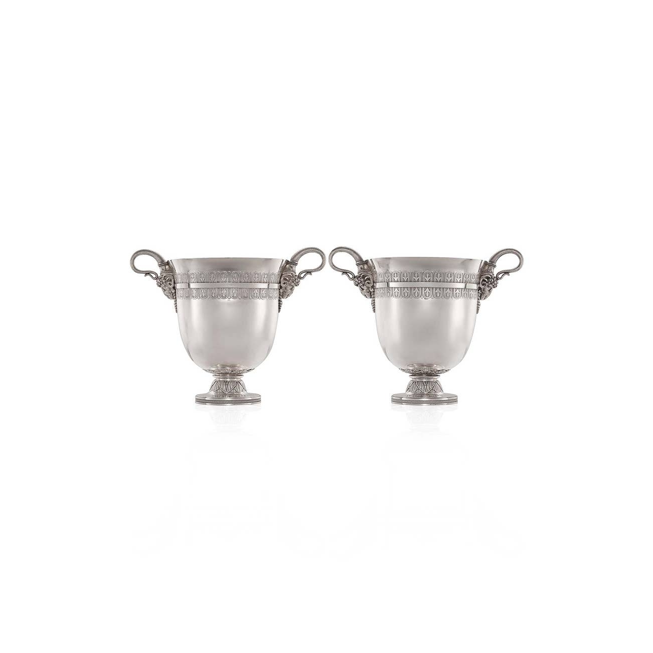 <p><strong>HENRI AUGUSTE</strong> <em>Pair of silver bottle coolers, 1789-1790,</em> CHF60,000&ndash;70,000</p>
