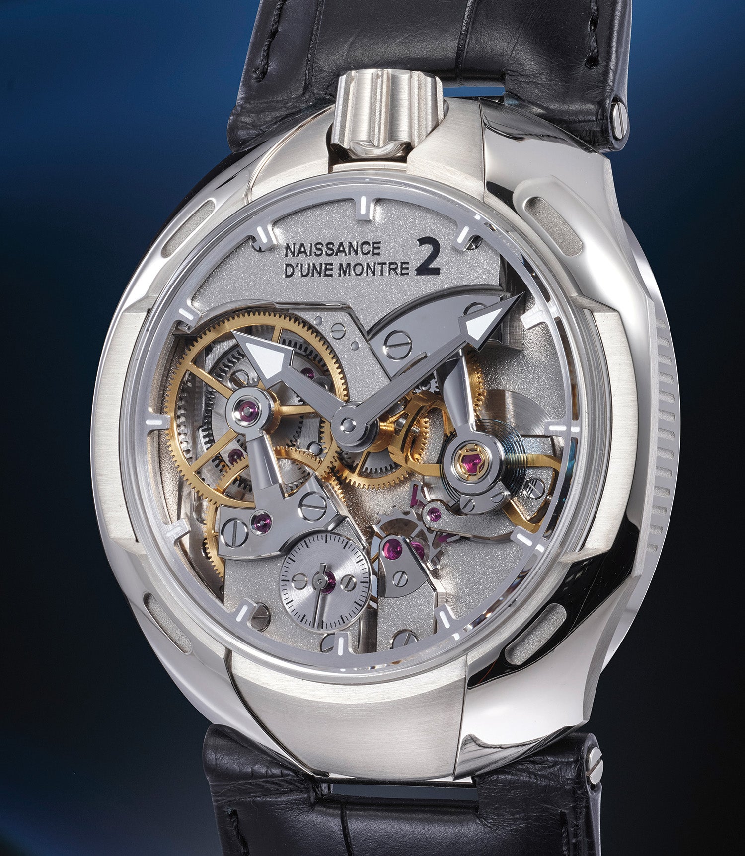 An incredible and unique hand made white gold wristwatch with co