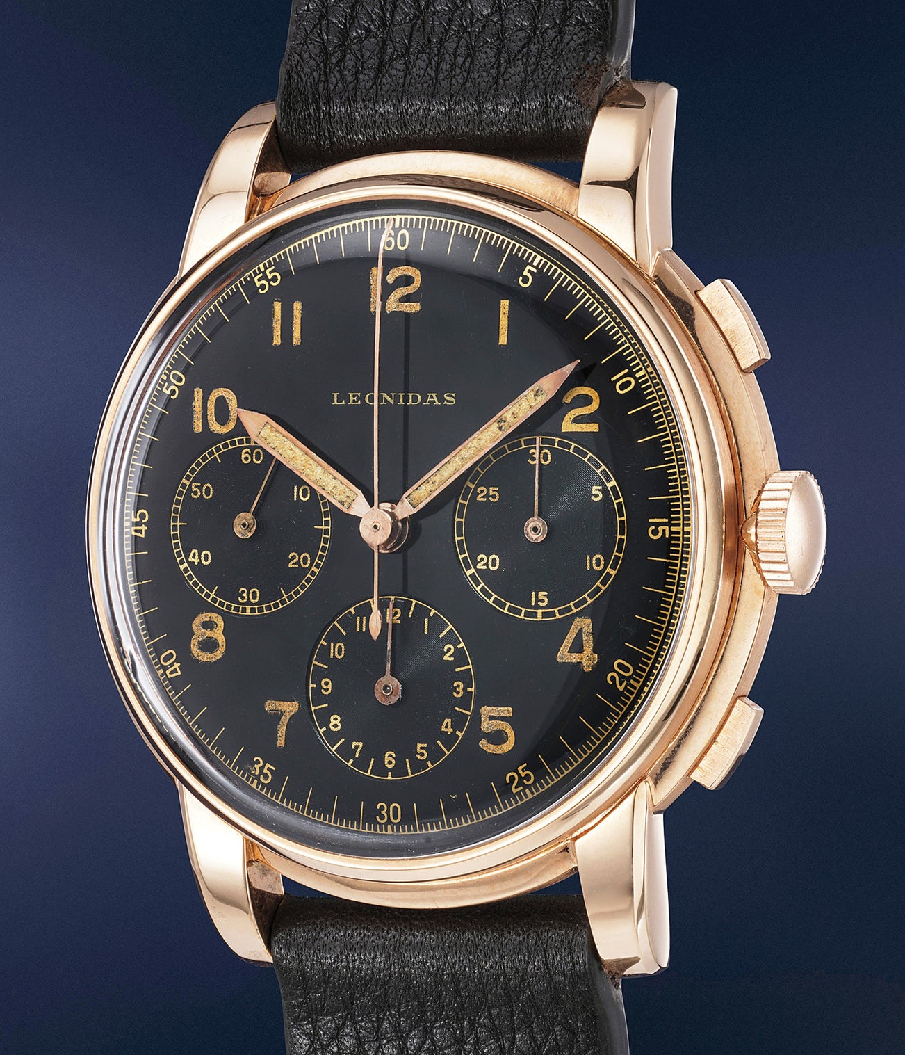 A highly rare, extremely large and attractive pink gold chronogr