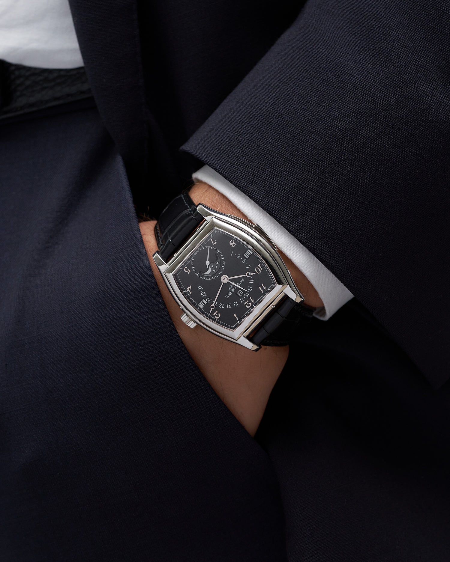 PATEK PHILIPPE タイプ　 ブラックレザーベルト C33艶あり Patek Philippe The Geneva Watch Auction: XVIII