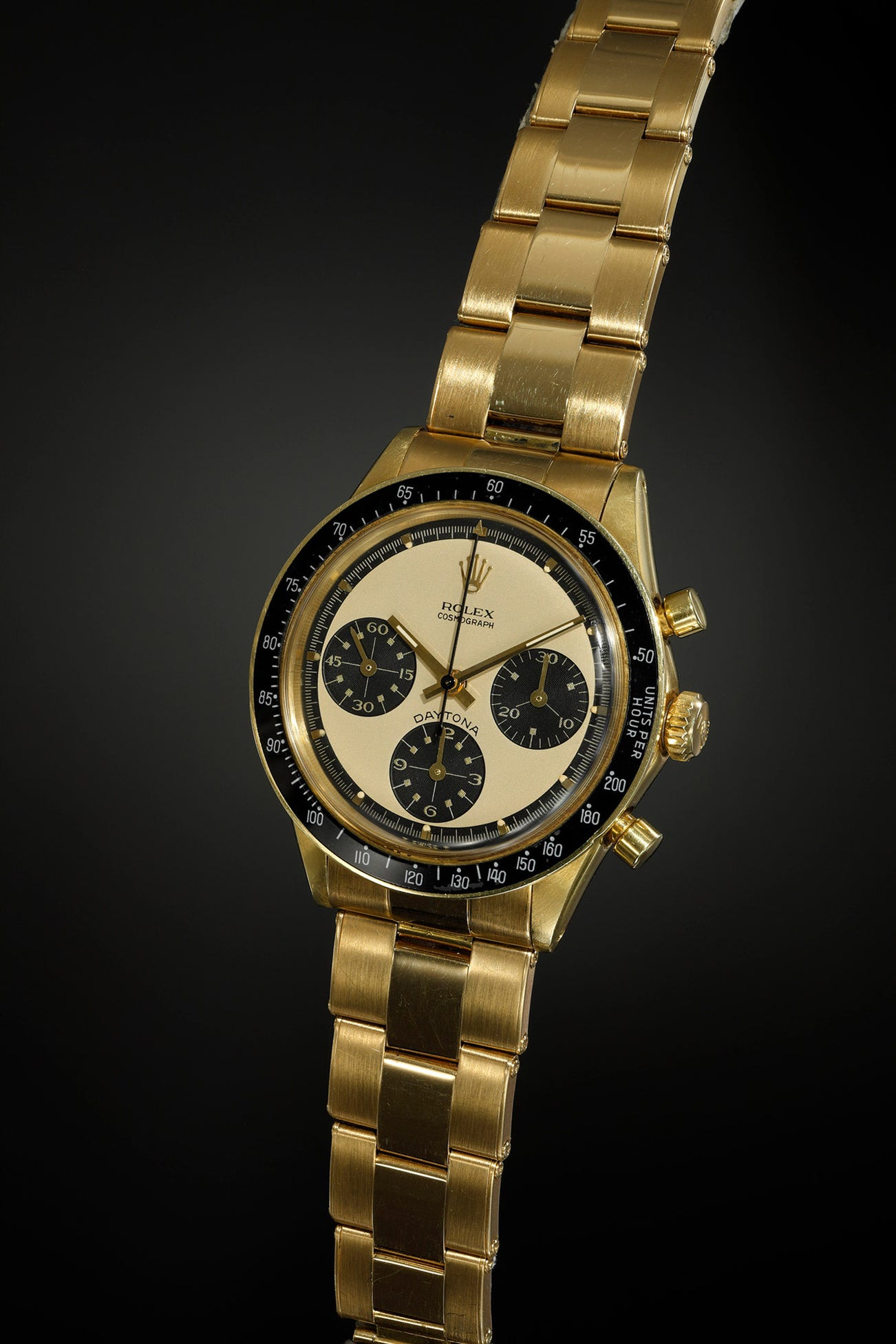 'The Bumblebee' Rolex, Ref. 6241 in yellow gold with champagne 'Paul Newman' dial and bracelet, circa 1968