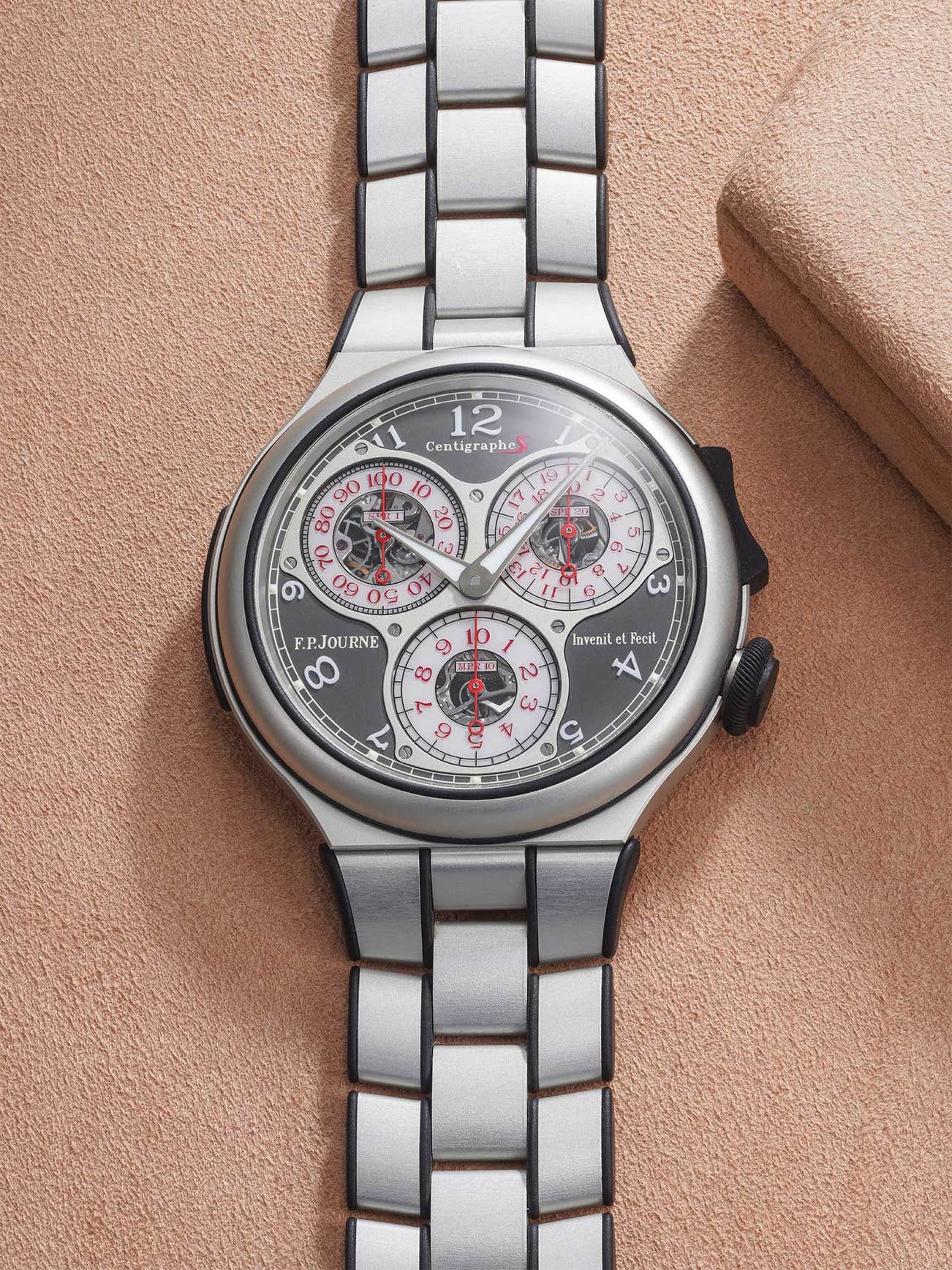 <p><strong>F.P.JOURNE</strong> <em>Centigraphe Sport in aluminium, </em>CHF60,000–160,000</p>