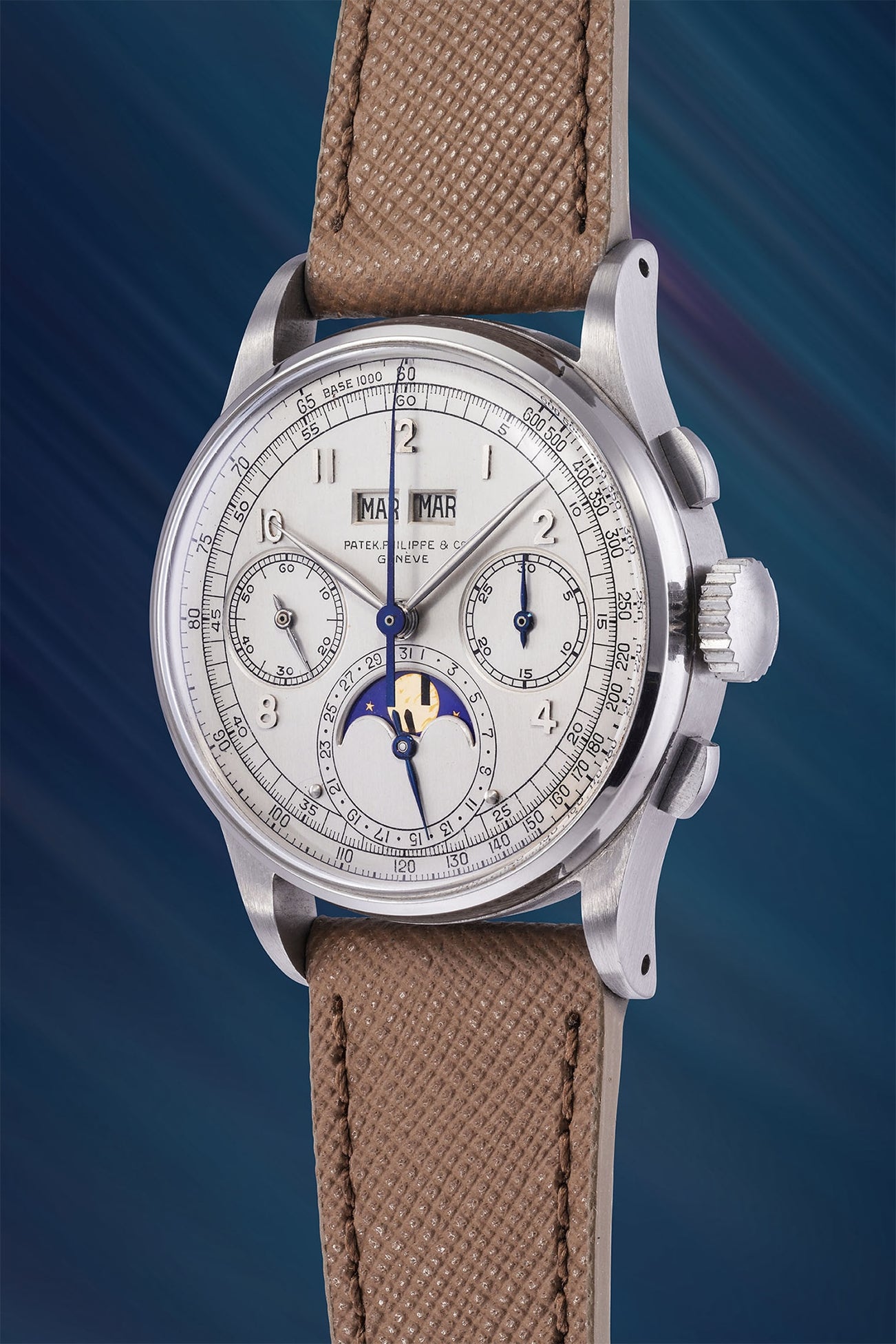 <p><strong>PATEK PHILIPPE </strong><em>Ref. 1518 in Stainless steel, one of four known</em></p>
