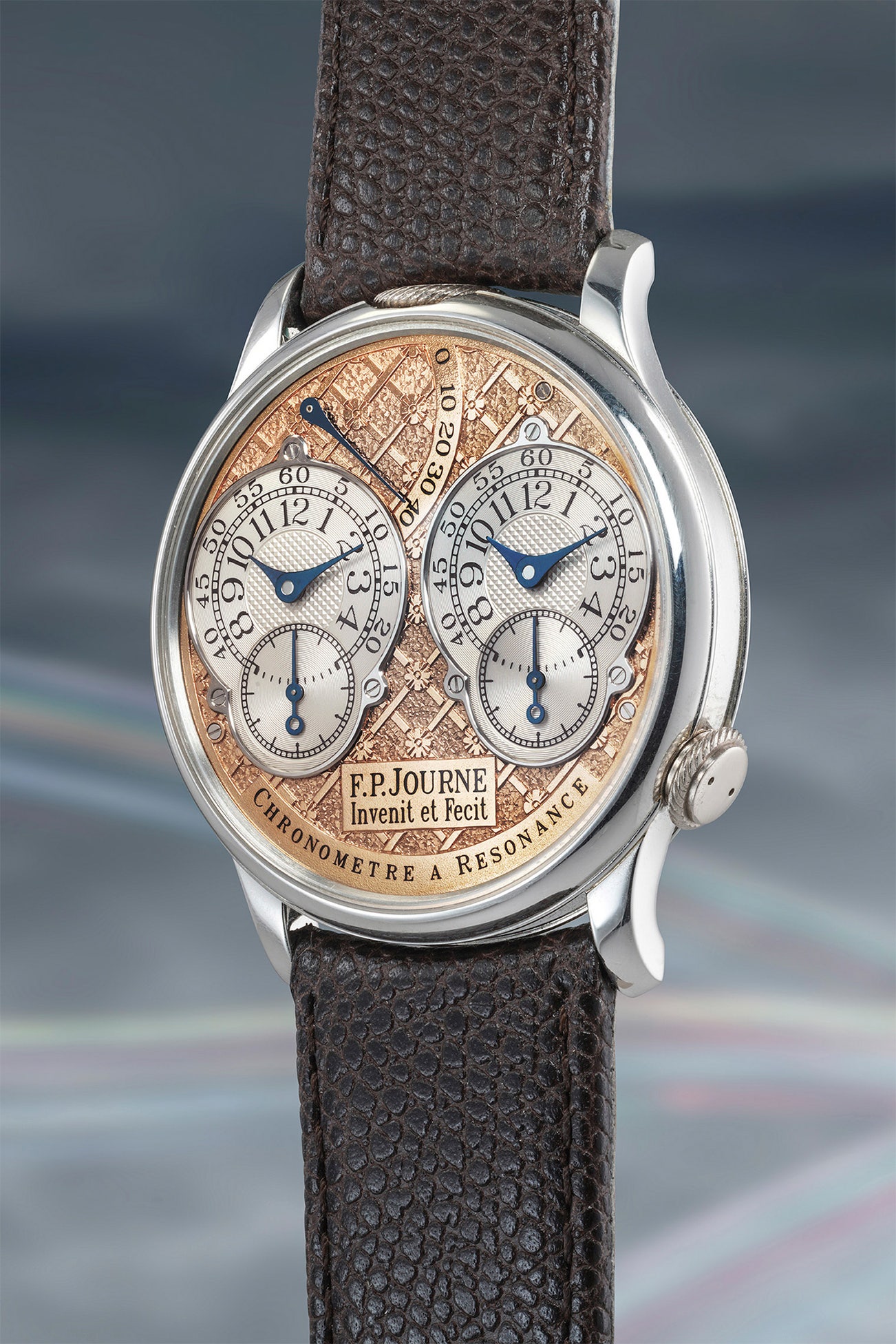 <p><strong>F.P.JOURNE</strong> <em>Chronomètre à Resonance "Régence" in platinum,</em> In Excess of CHF1,000,000</p>
