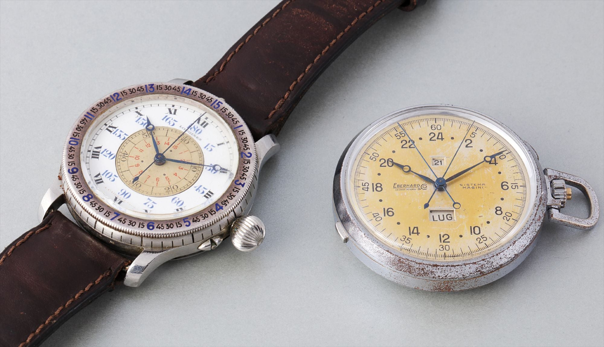 A set of two historically important watches, one oversized stain