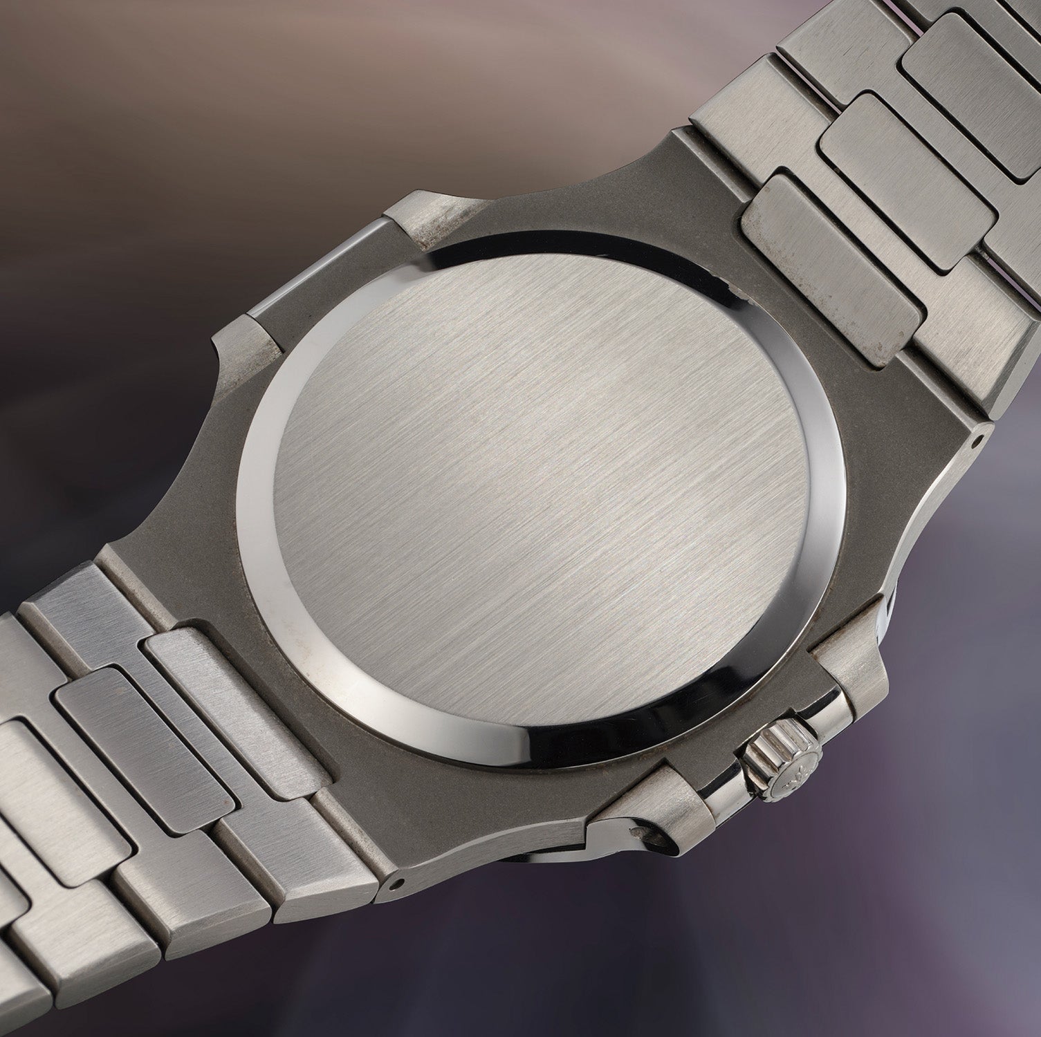 Nautilus 3710/1A, Tiffany & Co. Dial. Caseback of the same Tiffany-signed auction specimen. · Photo: Phillips · © Phillips, used with permission · Source: https://www.phillips.com/detail/patek-philippe/206104