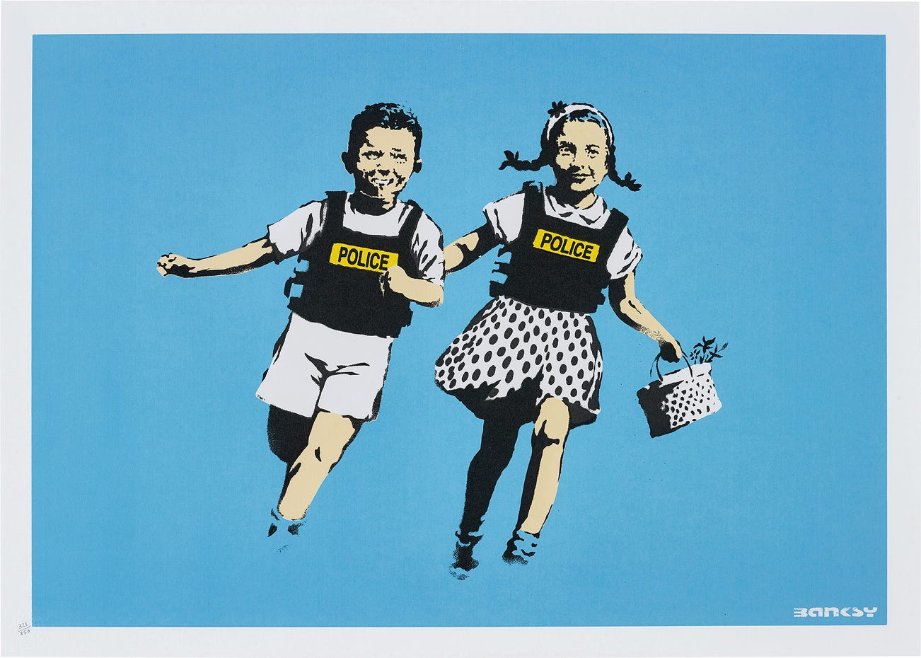 <p>Banksy, <em>Police Kids (Jack and Jill)</em>, 2005</p>