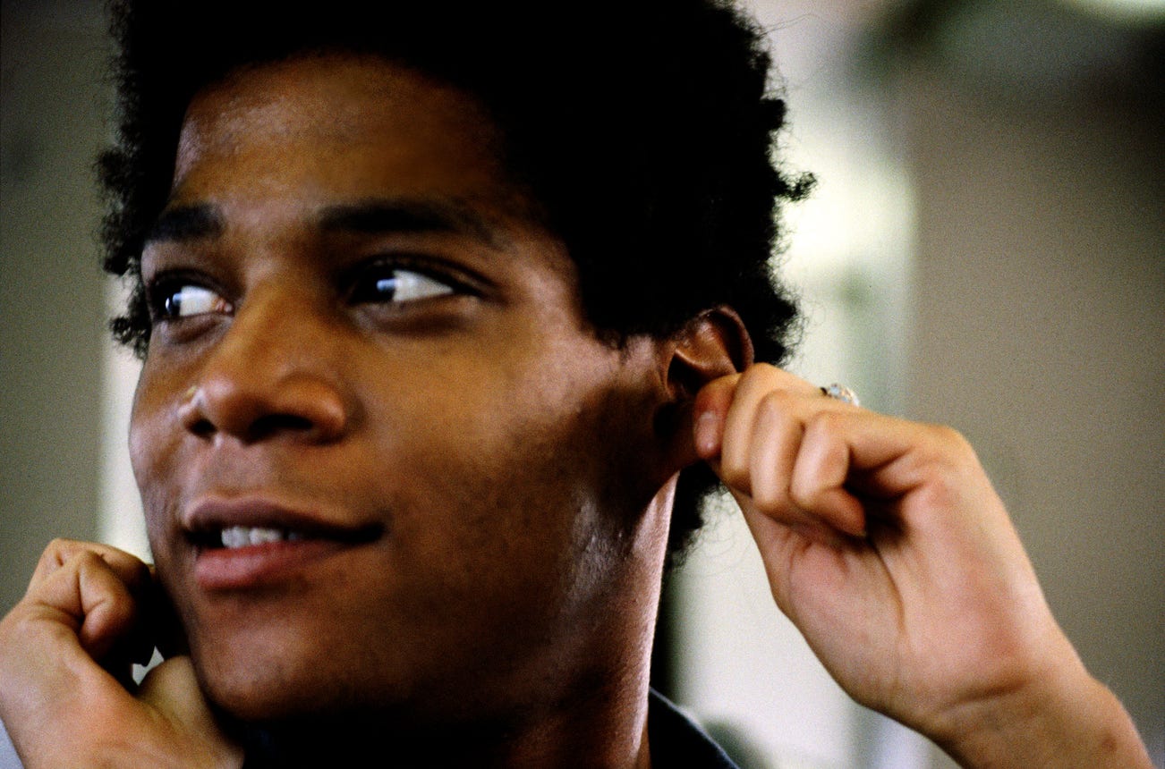 <p><strong>LEE JAFFE</strong> <em>Basquiat on the Bullet Train in Japan (detail)</em>, photographed in 1983 and printed in 2022</p>