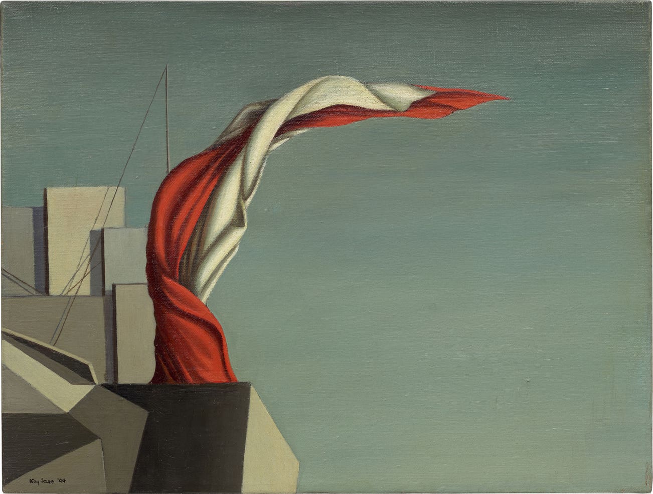 <p><strong>KAY SAGE</strong> <em>Secret Voyage of a Spark</em>, Painted in 1944</p>
