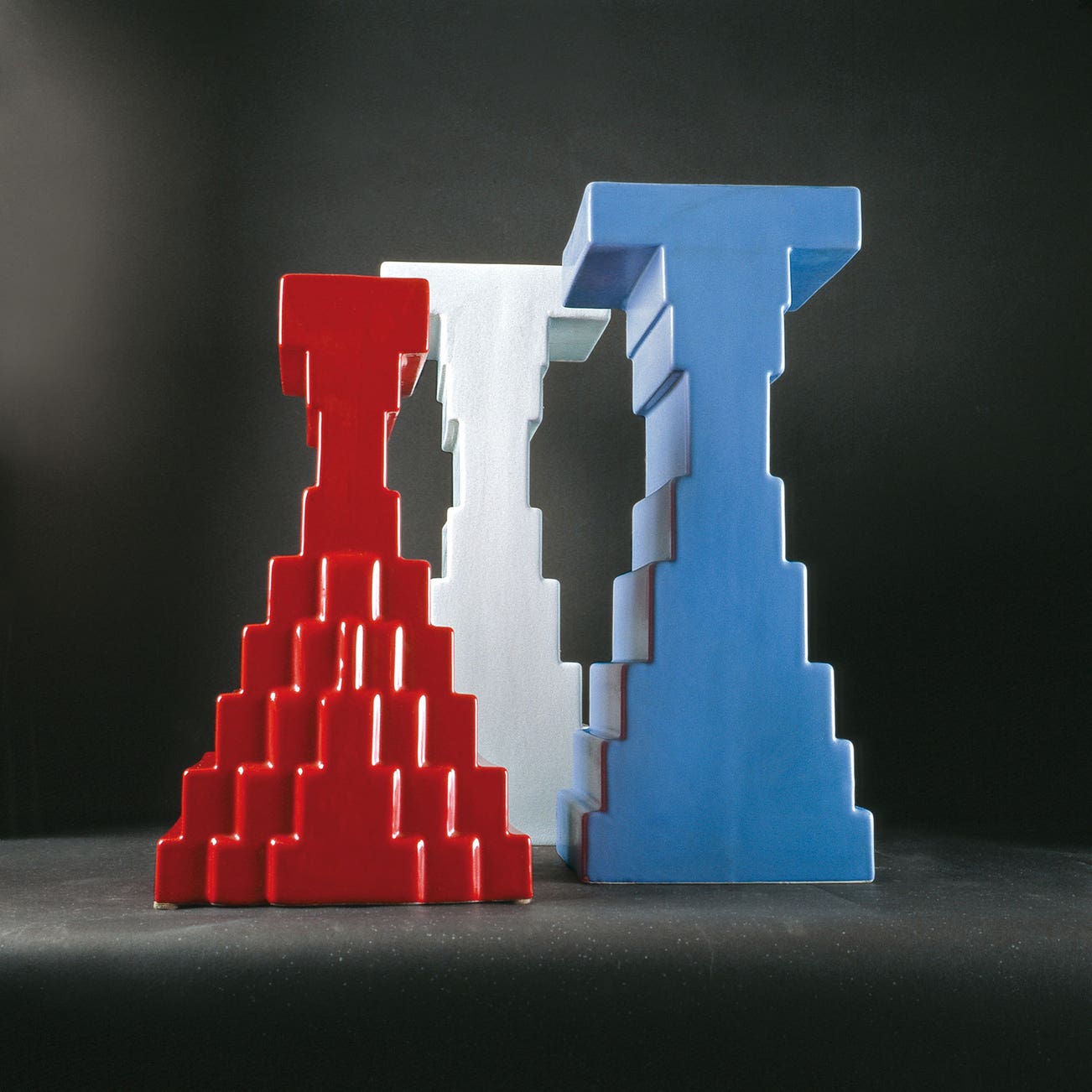 <p><strong>ETTORE SOTTSASS</strong> <em>'Yantra' series, cast vases in white clay, distributed by Poltronova-Design Centre. Agliana</em>, 1969</p>
