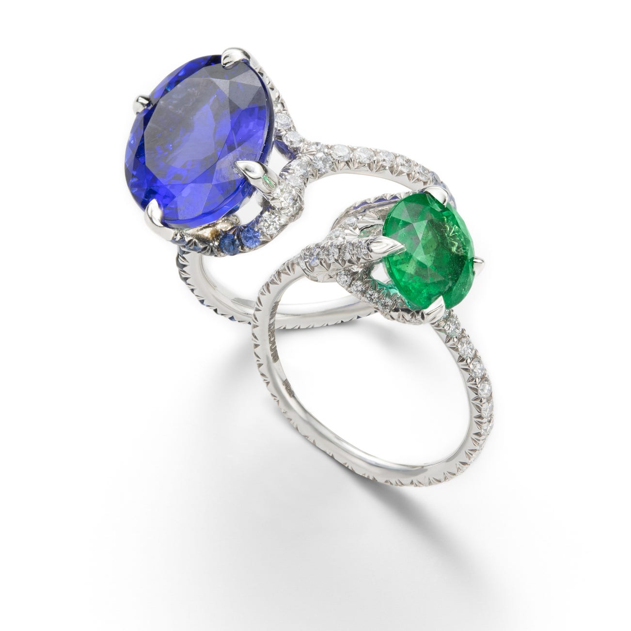 <p>A Tanzanite 'Gioconda' Ring and an Emerald 'Marcia' Ring</p>
