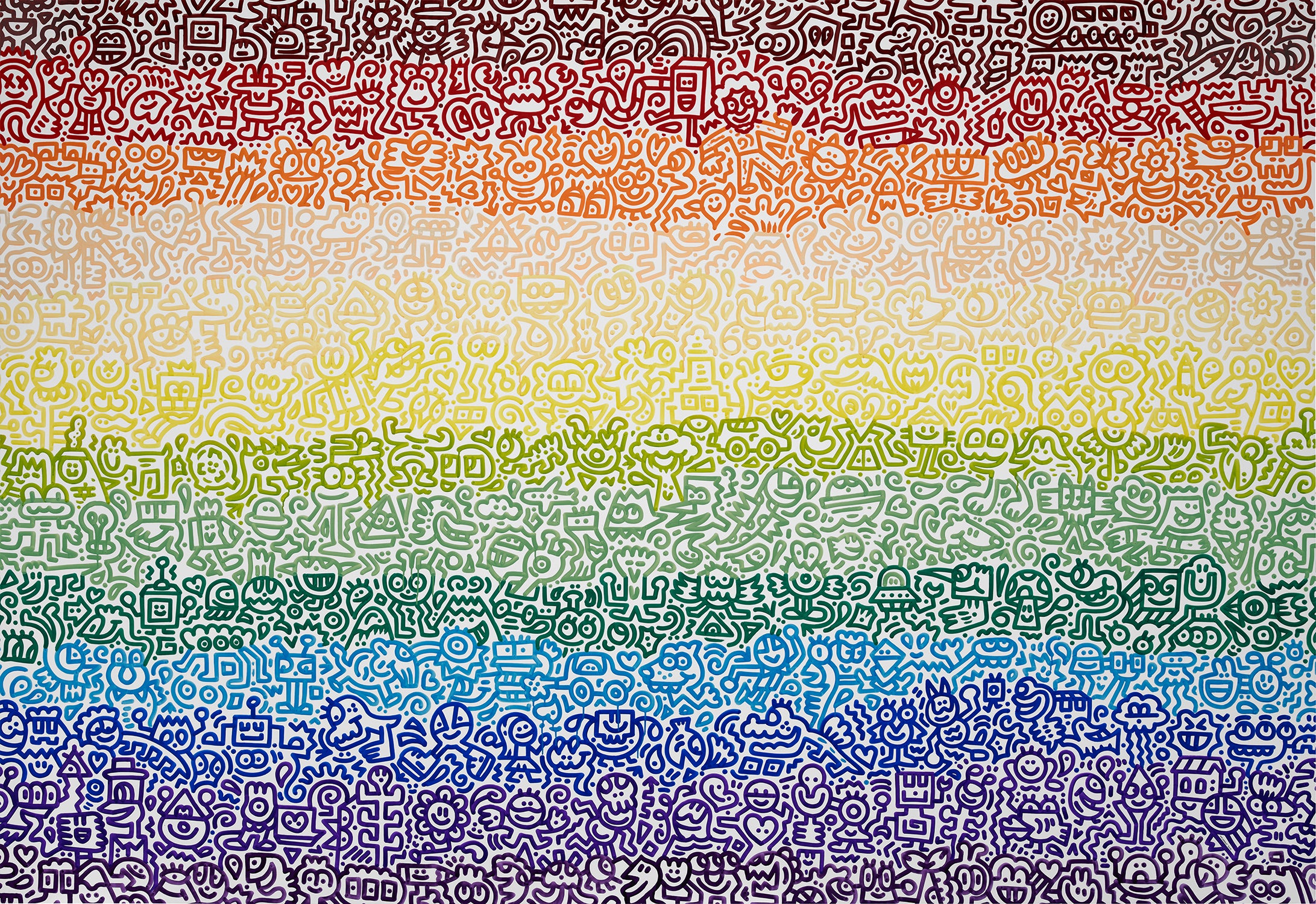 イエロー! Mr.Doodle ミスタードゥードゥル『Rainbow』2019年 Mr Doodle 20th Century & Contemporary Art Day Sale