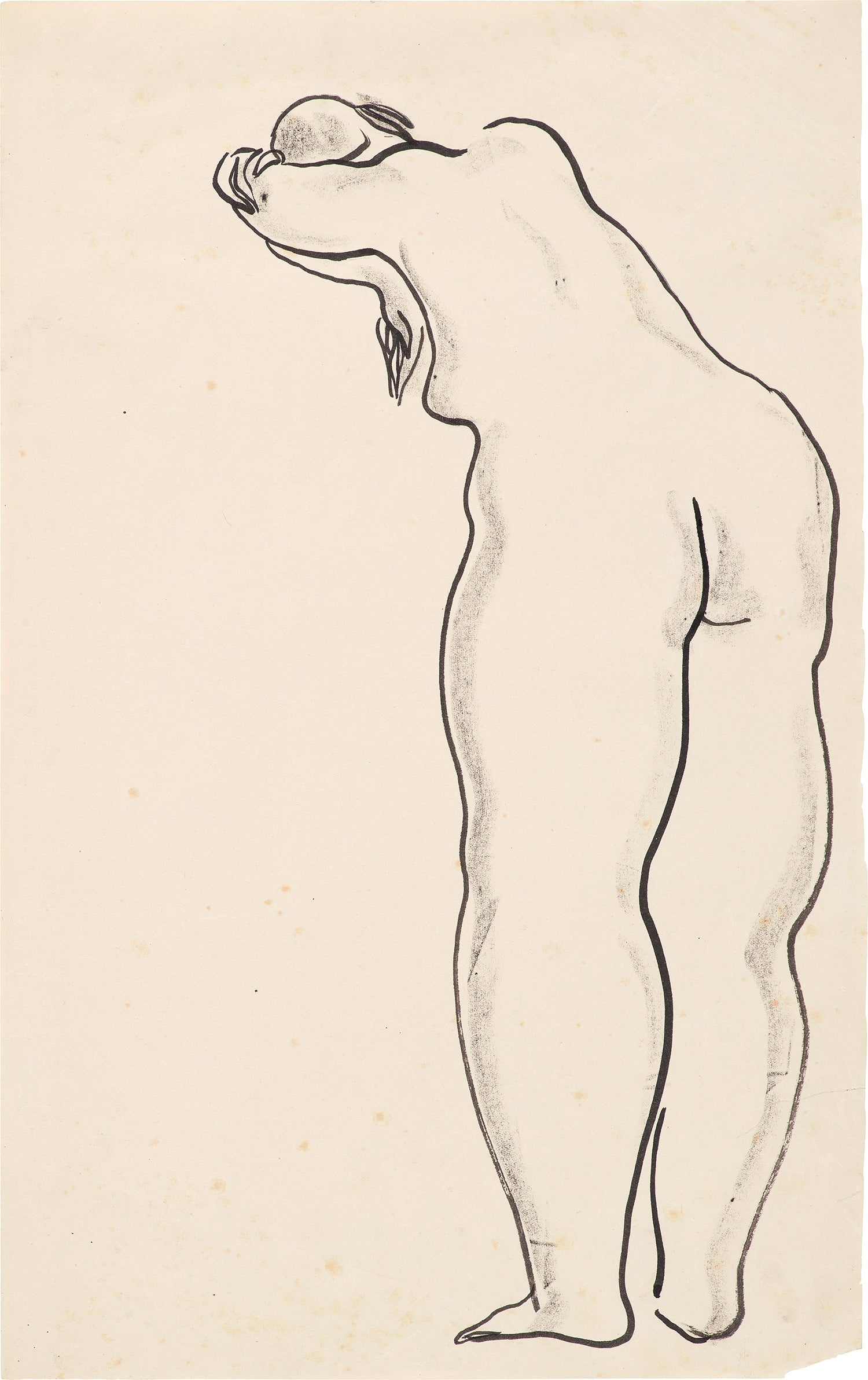 Femme de dos penchée en avant