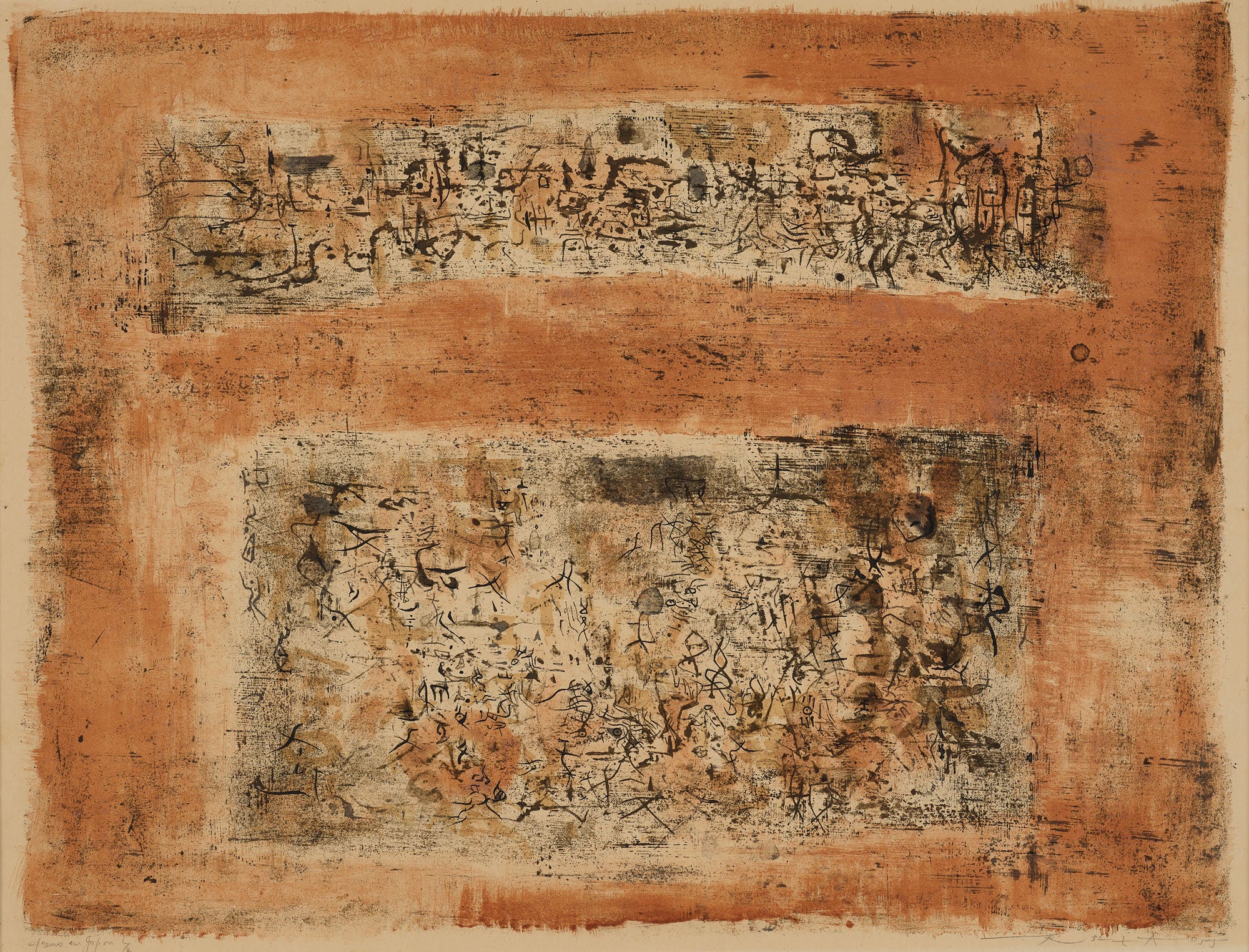 趙無極初期作品1950年頃ONE PRINT MICHAUX額装済 Zao Wou-Ki 趙無極