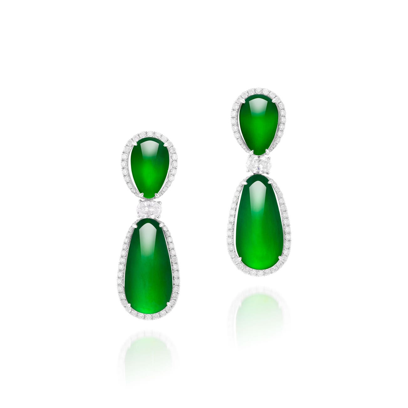 <p><em>Jadeite and Diamond Earrings, </em>HK$1,350,000–1,800,000</p>