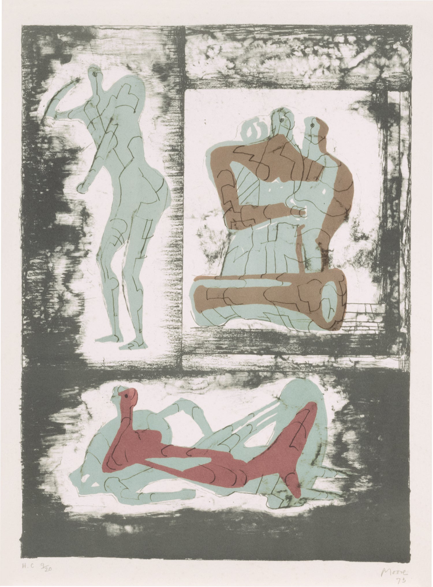 Reclining Figure and Standing Figure and Family Group, from Reclining Figures Portfolio