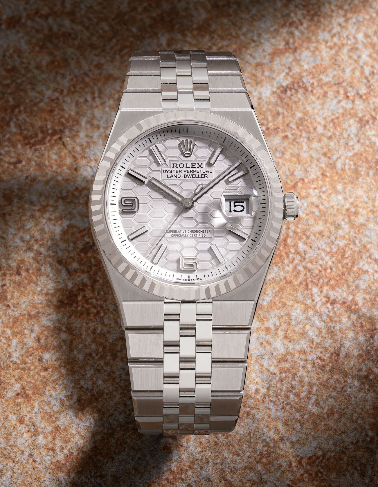 <p><strong>ROLEX</strong> <em>Land-Dweller 36 Ref. 127234 in stainless steel and white gold</em></p>