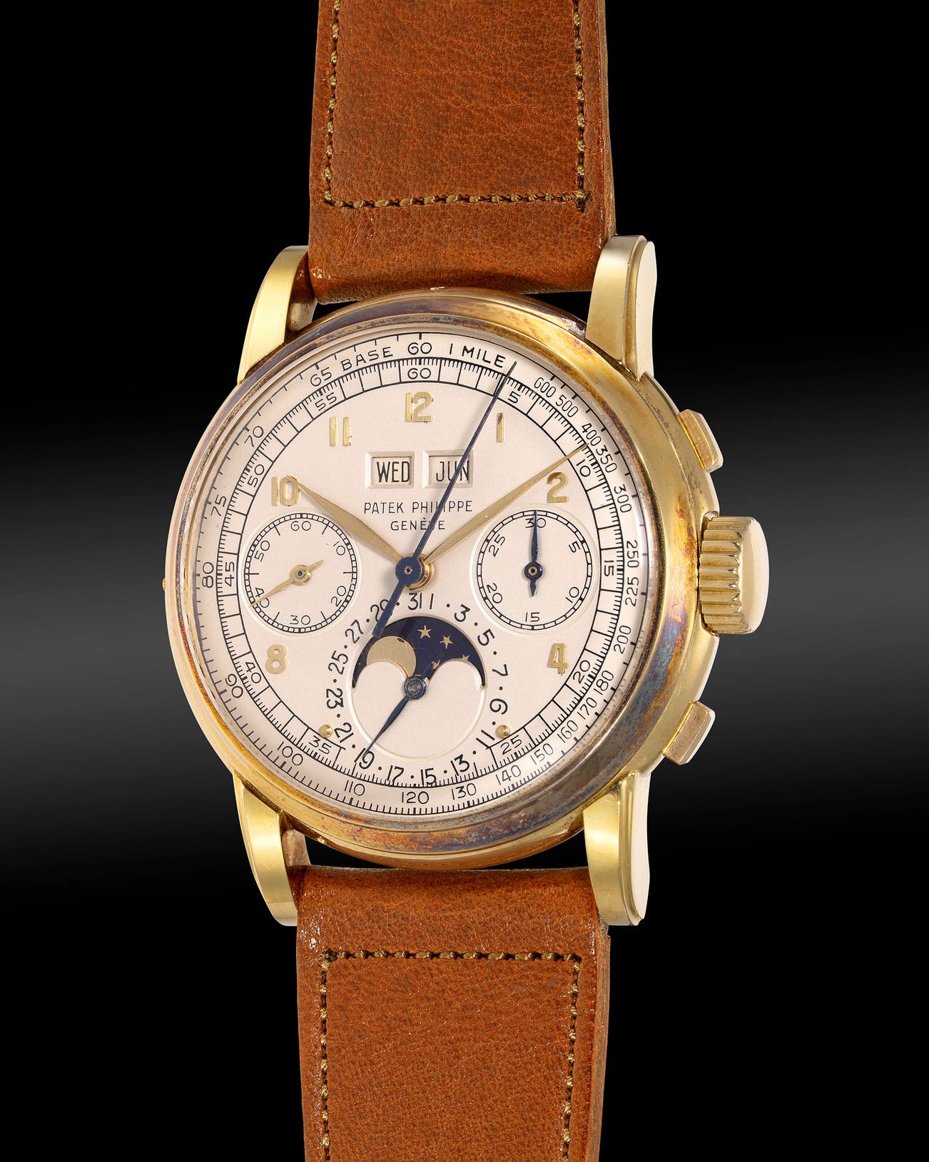 <p><strong>PATEK PHILIPPE</strong> <em>Ref. 2499, First Series in yellow gold</em>, HK$12,000,000 – 24,000,000</p>