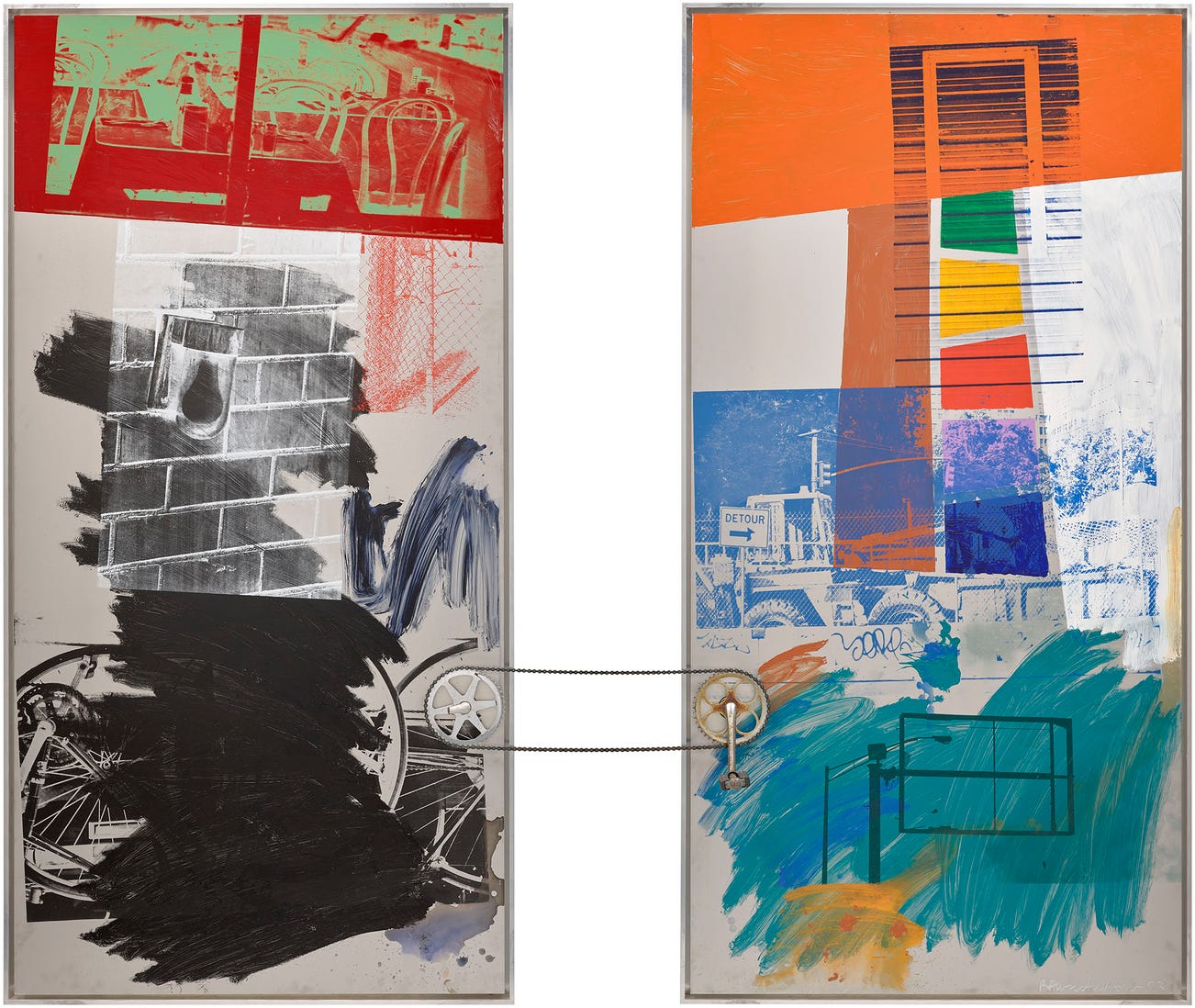<p><strong>ROBERT RAUSCHENBERG </strong><em>Climb (Urban Bourbon),</em> $500,000&ndash;700,000</p>

