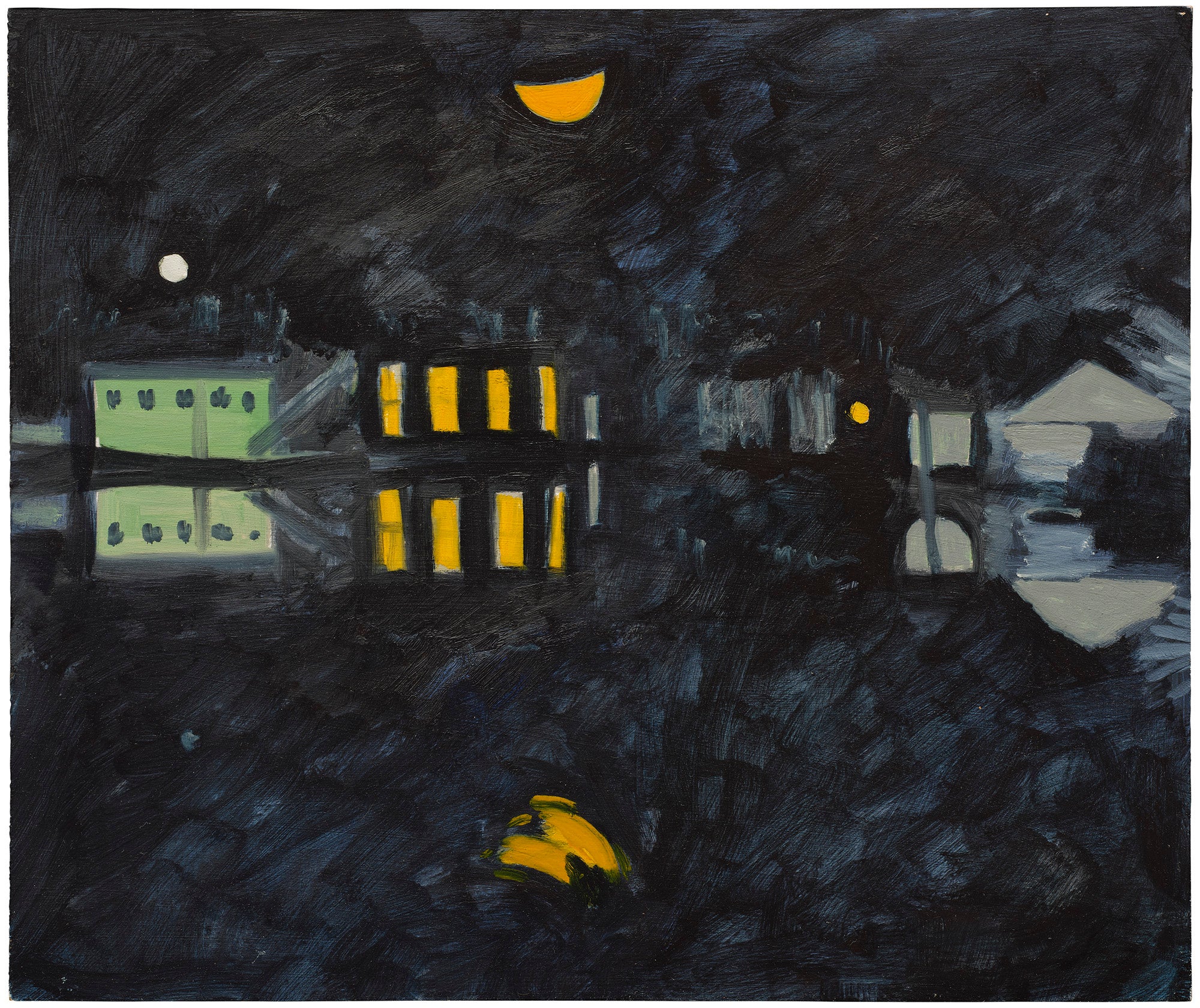 <p><strong>LOIS DODD</strong> <em>Night Bayou at Pierre Port, LA,</em> $10,000–15,000</p>