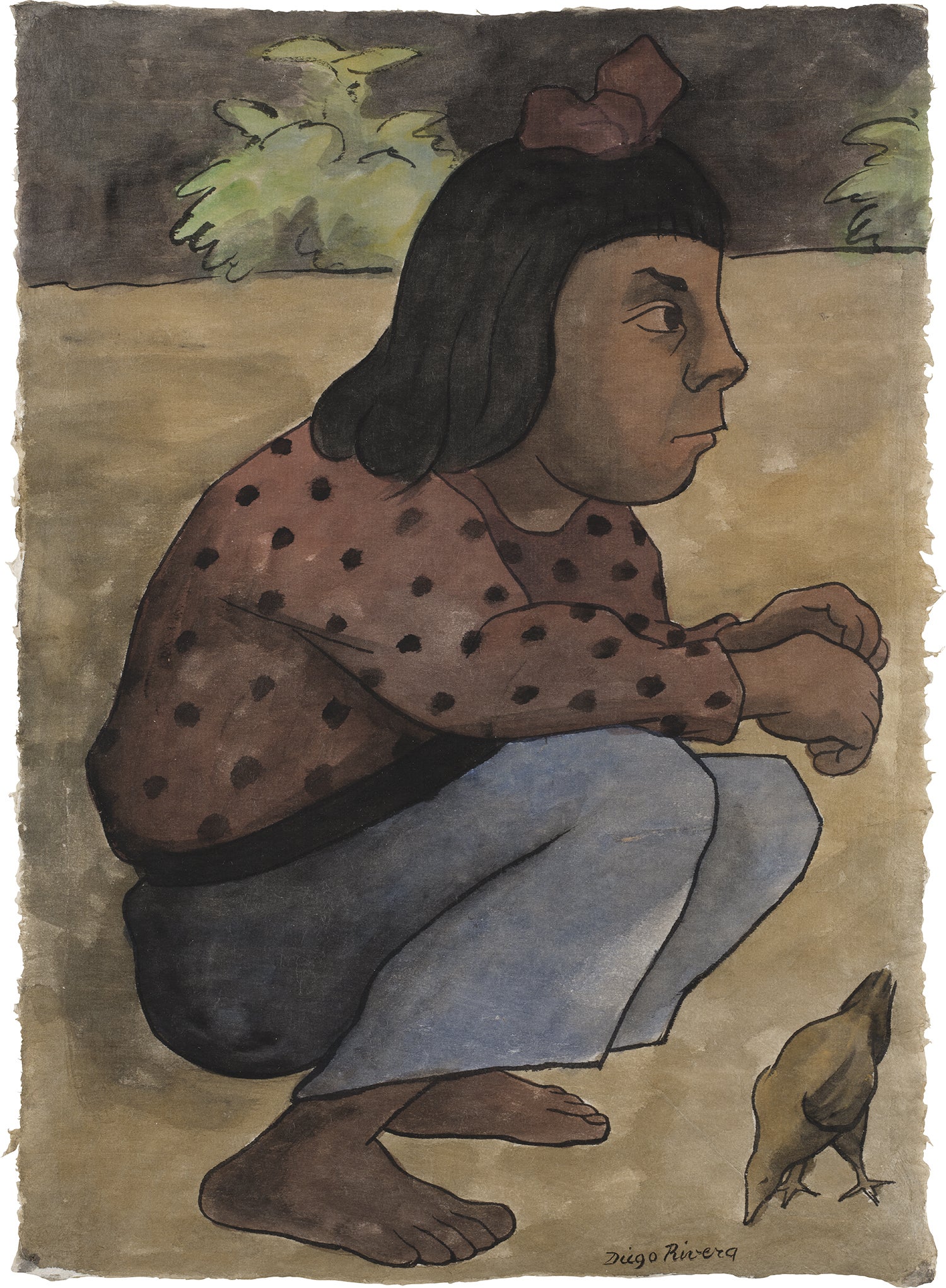 Niña en cuclillas