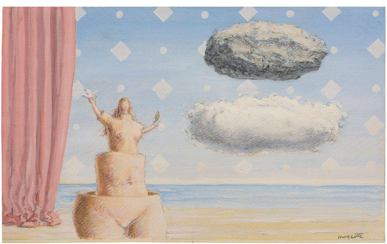 <p><strong>REN&Eacute; MAGRITTE</strong> <em>La folie des grandeurs (Megalomania),</em> 1959</p>
