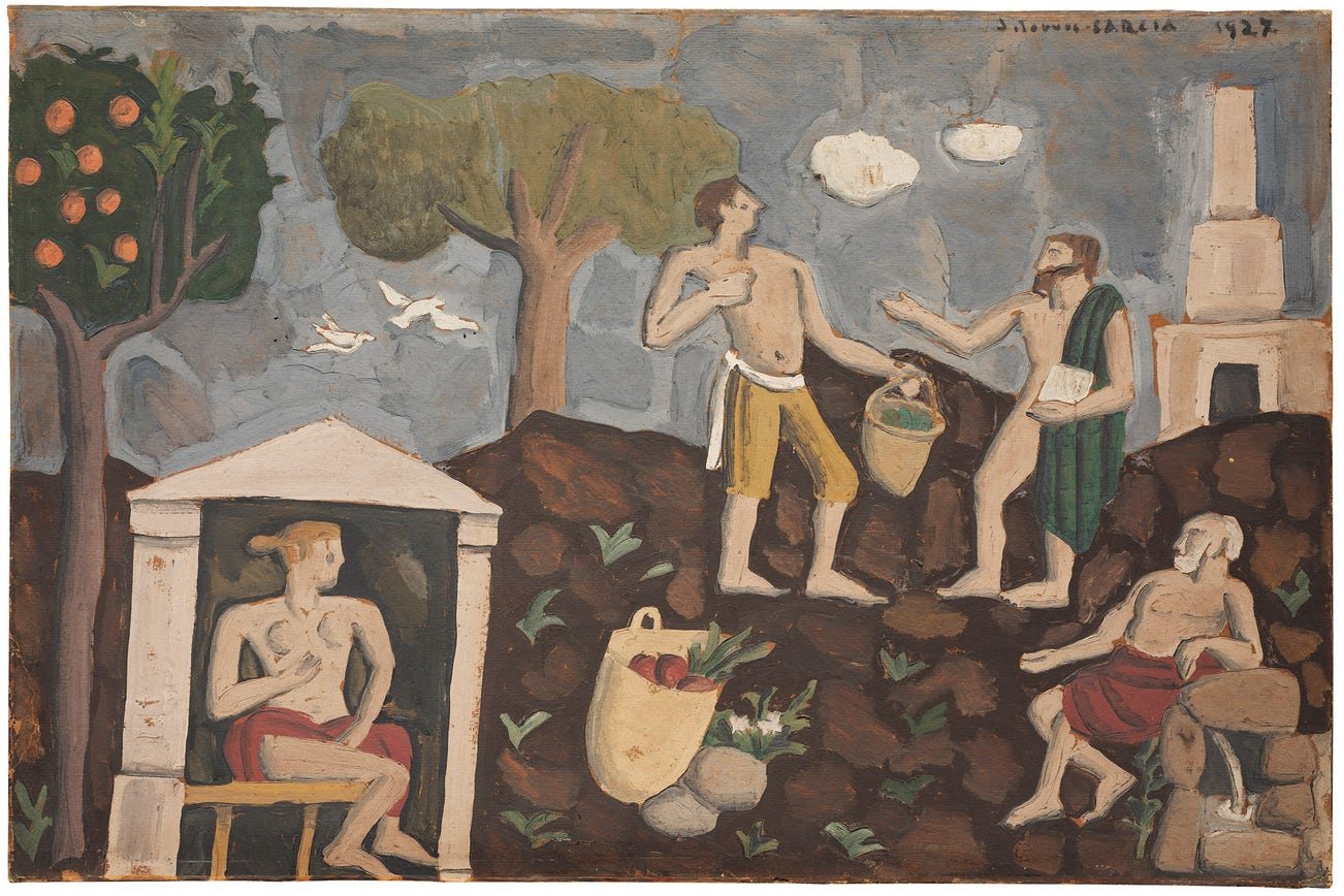 <p><strong>JOAQU&Iacute;N TORRES-GARC&Iacute;A</strong> <em>Paisaje con figuras, </em>40,000&ndash;60,000</p>
