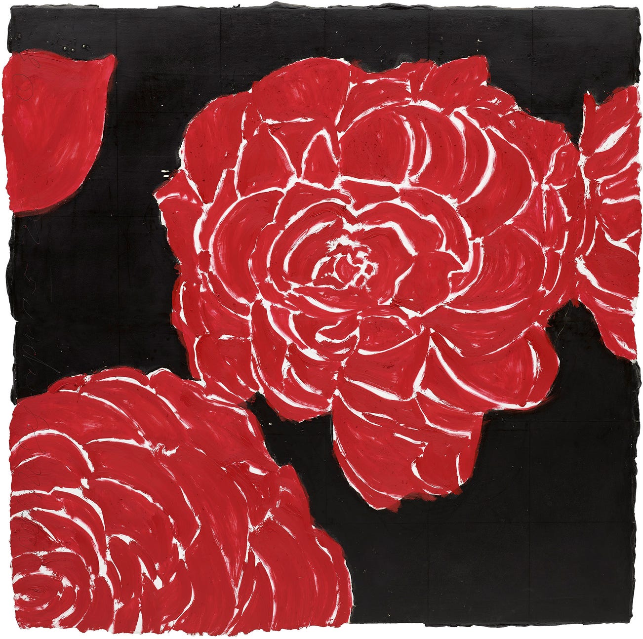 <p><strong>DONALD SULTAN</strong> <em>Red Roses April 5 2001,</em> $15,000 – 20,000</p>