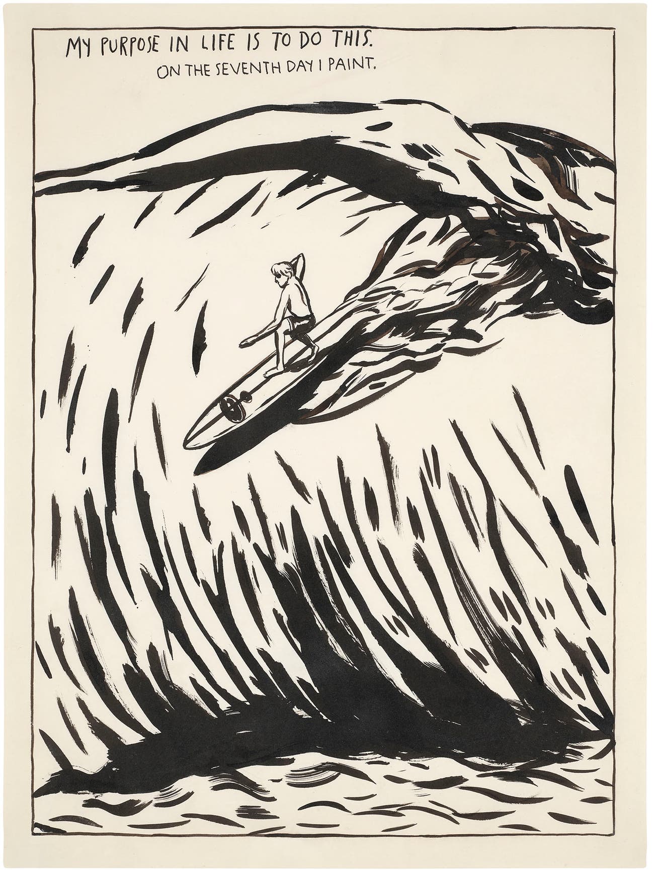 <p><strong>RAYMOND PETTIBON</strong>&nbsp;<em>No Title (My Purpose in...),</em>&nbsp;1987</p>
