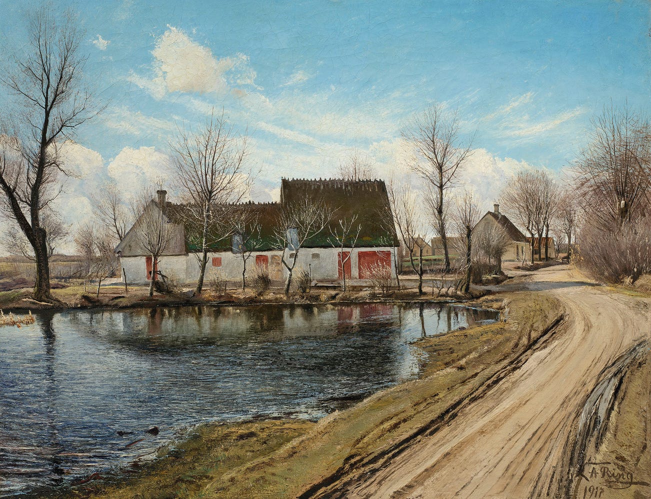 <p><strong>L.A. RING</strong> <em>By the Village Pond at Baldersbr&oslash;nde (Ved gadekoeret i Baldersbr&oslash;nde),</em> $10,000-15,000</p>
