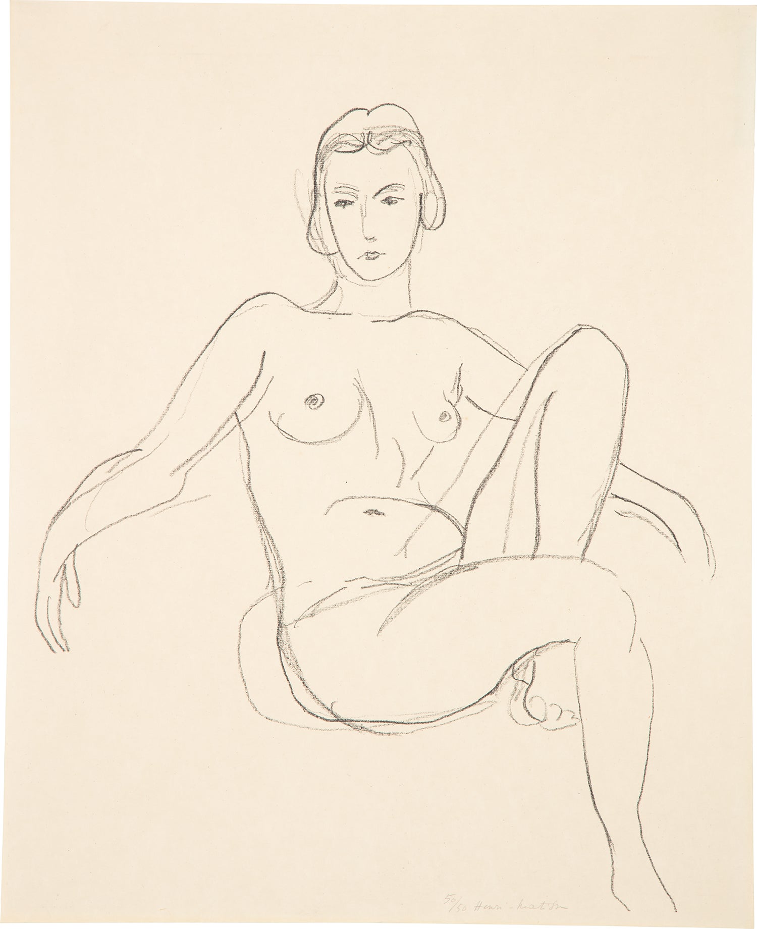 Nu assis les bras étendus (Seated Nude with Outstretched Arms) (D. 468)