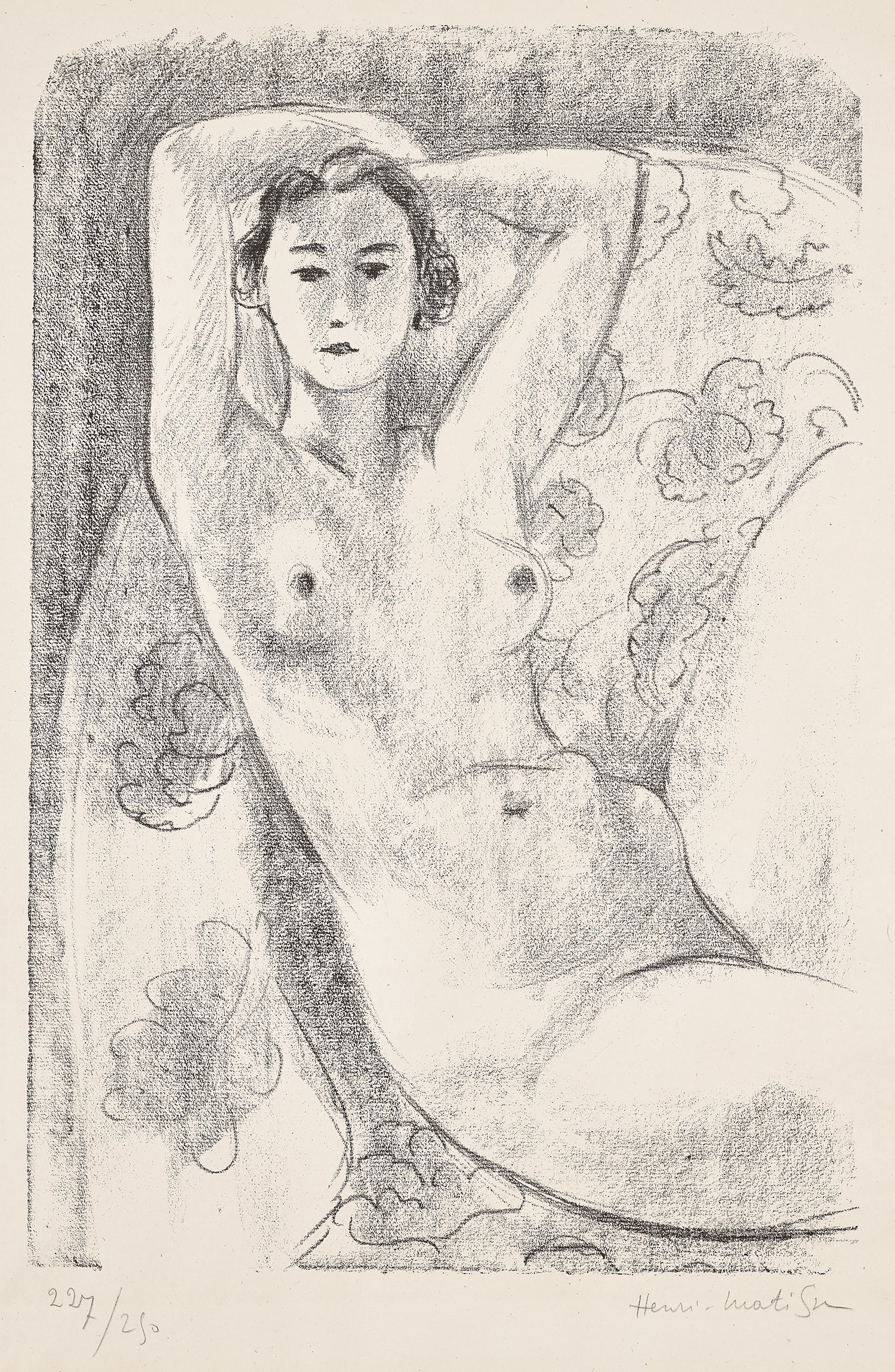 Nu assis dans un fauteuil au décor fleuri (Nude Sitting in a Floral Decorated Armchair) (D. 445)