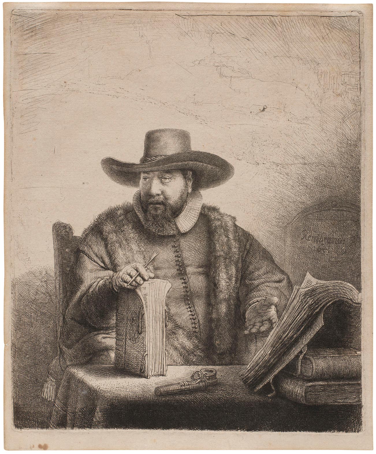 <p><strong>REMBRANDT HARMENSZ. VAN RIJN</strong> <em>Cornelis Claez. Anslo, Preacher,</em> $3,000&ndash;5,000</p>
