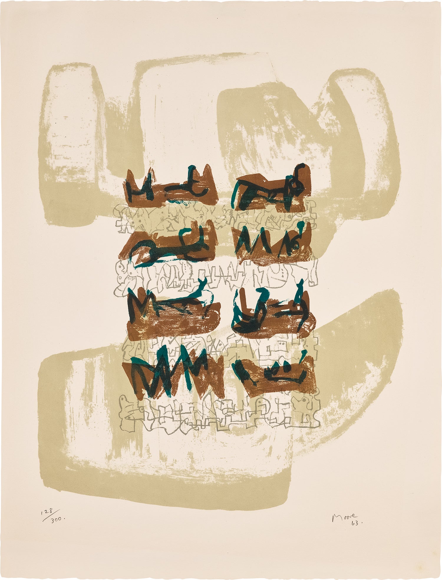 Eight Reclining Figures on Rock Background (C. 43)