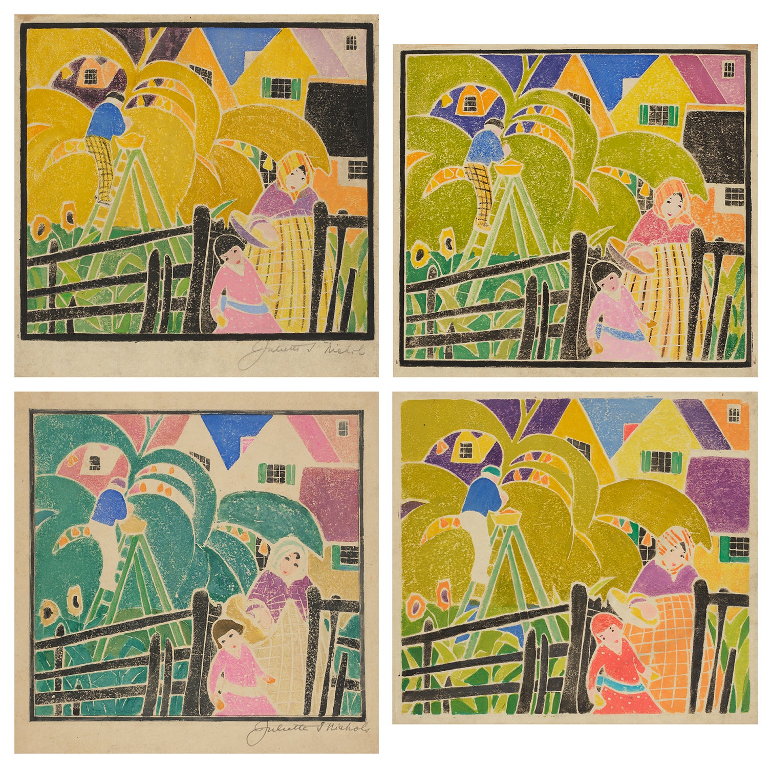 Gilles Sacksick、printemps、希少高級画集画、新品額装付 Juliette Nichols MODERNISM 1880-1960: Editions & Works on Paper