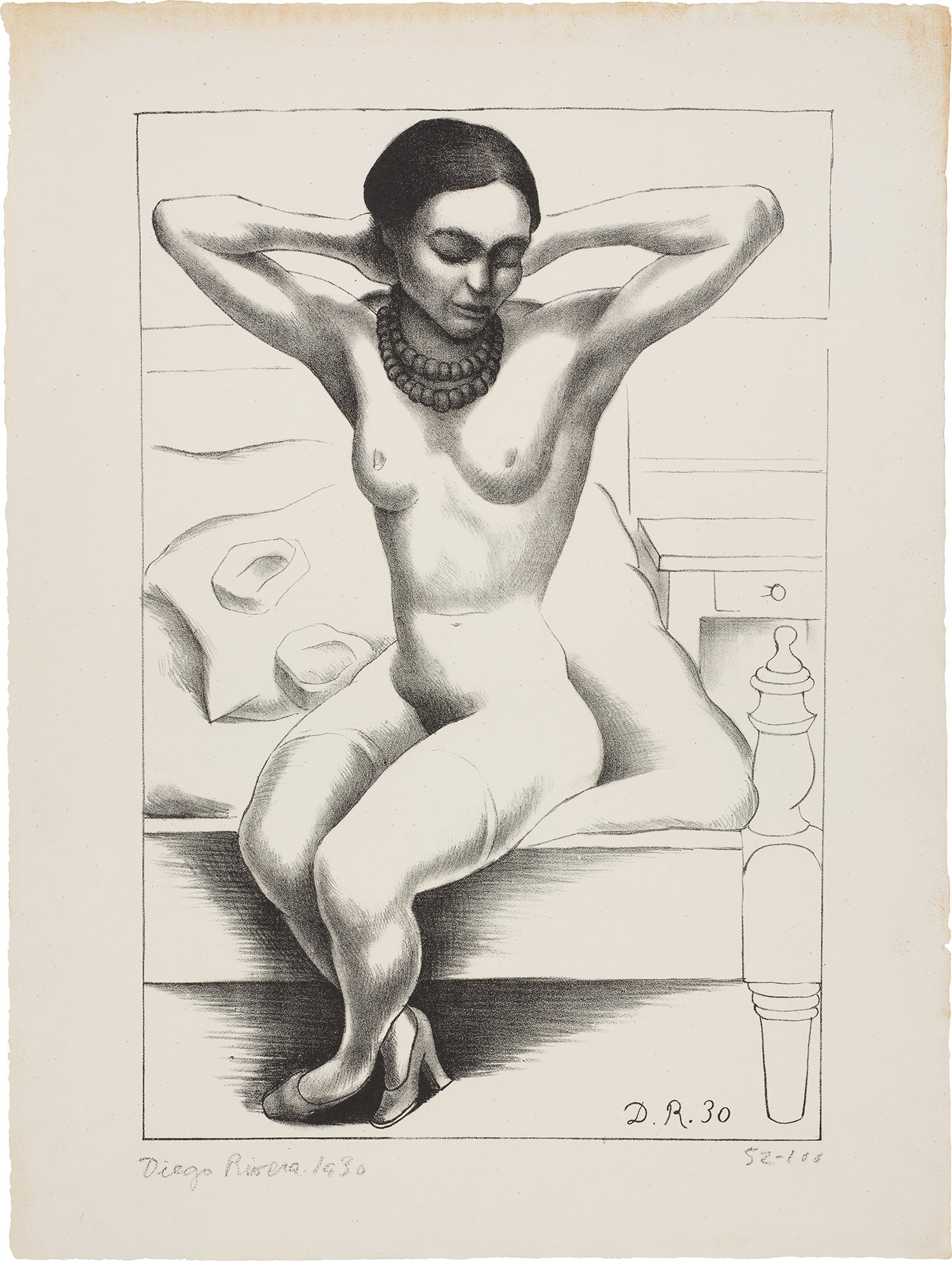 Desnudo sentado con brazos levantados (Frida Kahlo) (Seated Nude with Raised Arms, Frida Kahlo) (G. 893)
