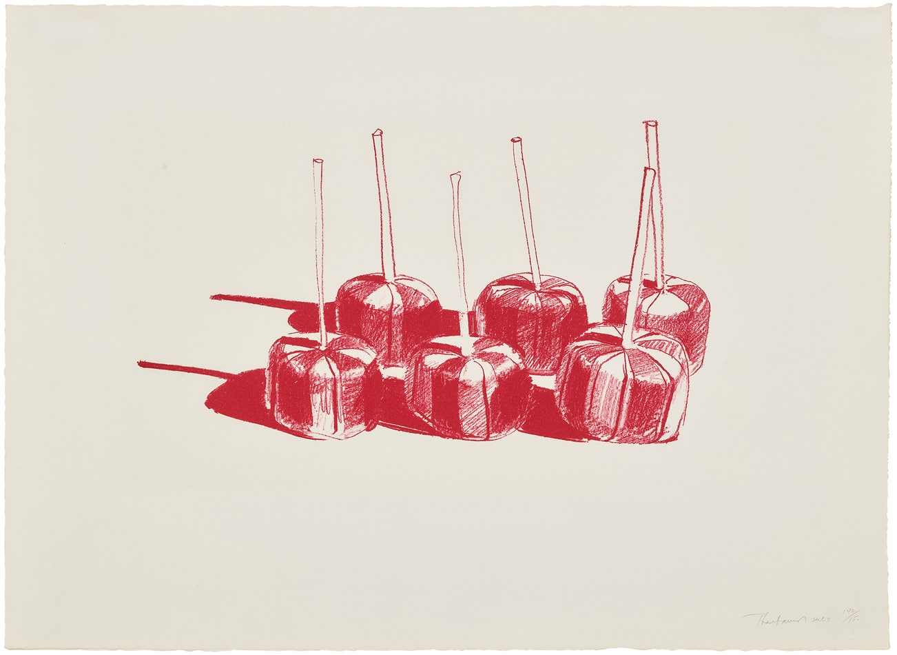<p><strong>WAYNE THIEBAUD</strong> <em>Suckers State II,</em> $5,000-7,000</p>
