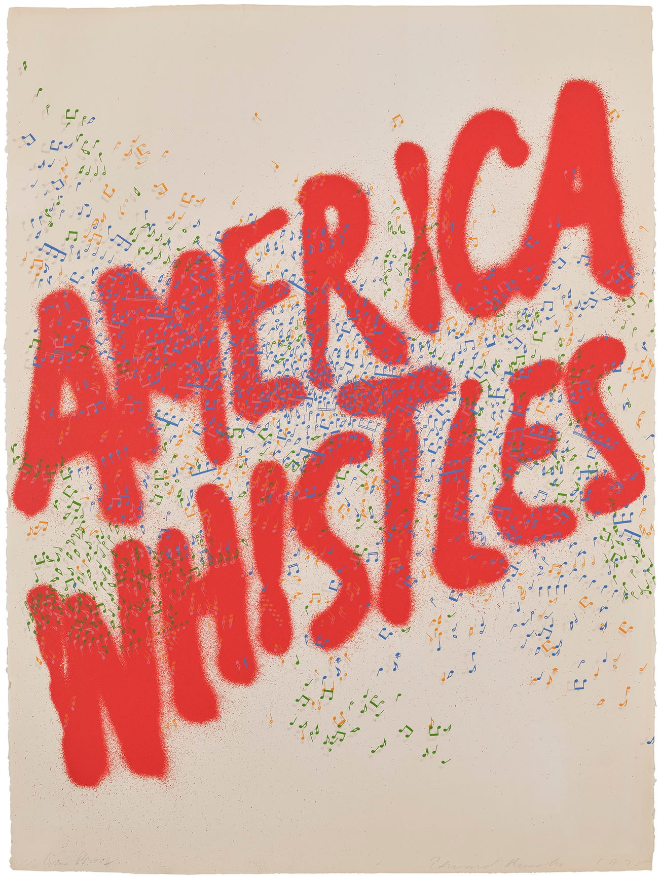 <p><strong>ED RUSCHA</strong> <em>America Whistles, from America: The Third Century,</em> $2,000-3,000</p>