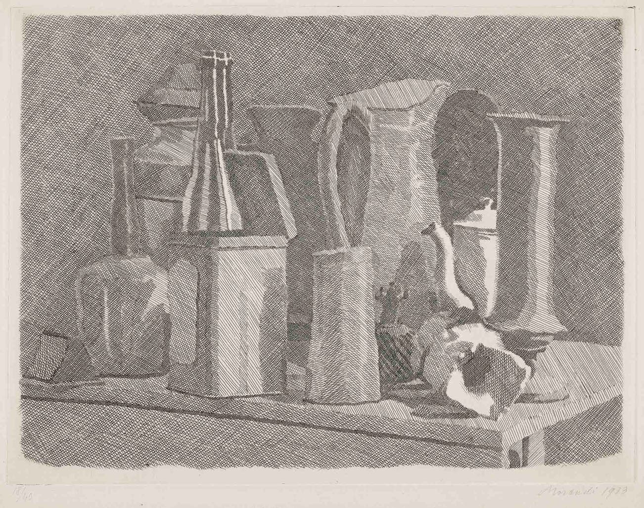<p><strong>GIORGIO MORANDI</strong> <em>Grande natura morta con la caffettiera (Large Still Life with Coffee Pot),</em> $25,000 – 35,000</p>