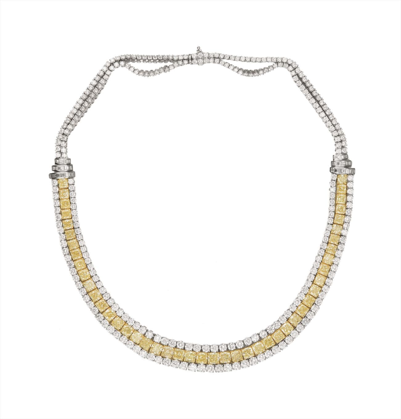 A Yellow Diamond and Diamond Necklace