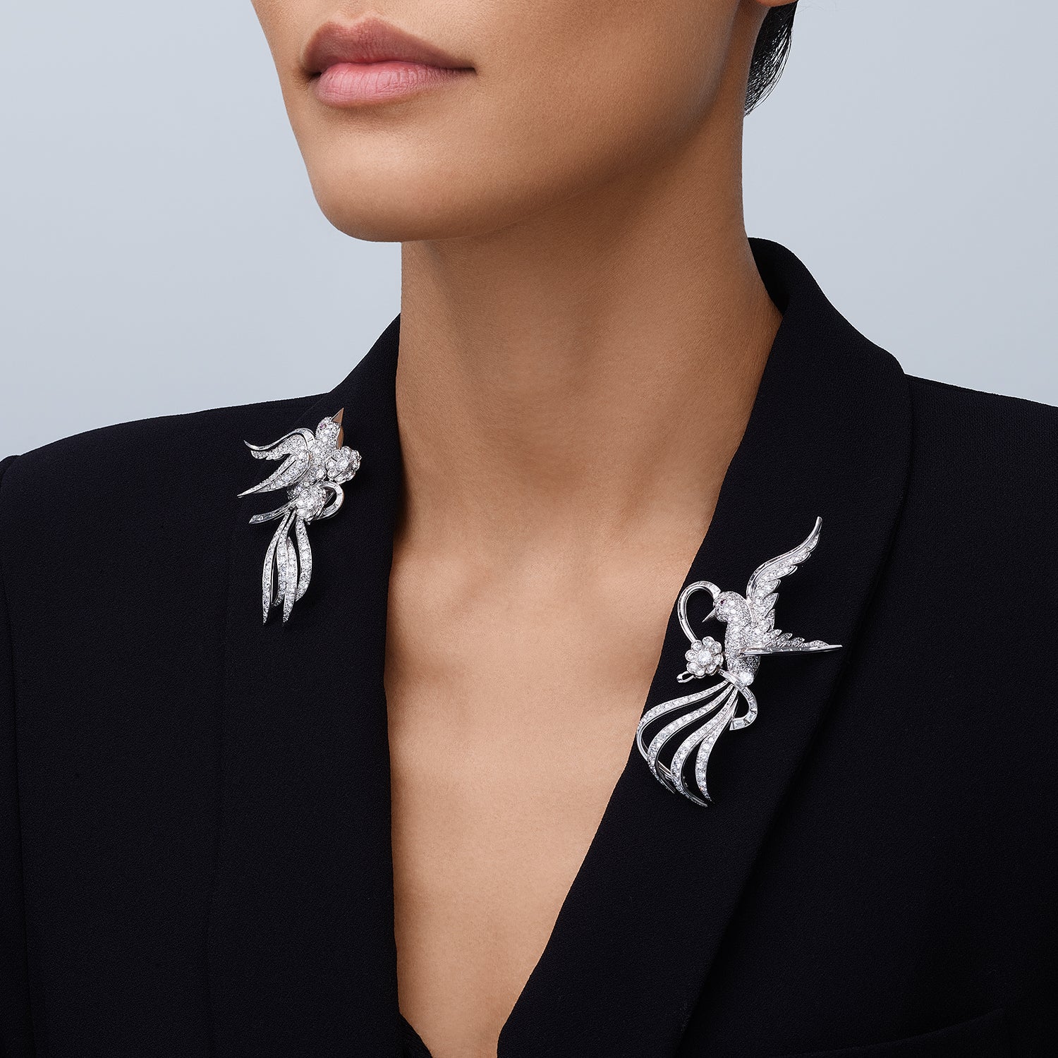 Pair of Diamond Double-Clip Brooches Jewels