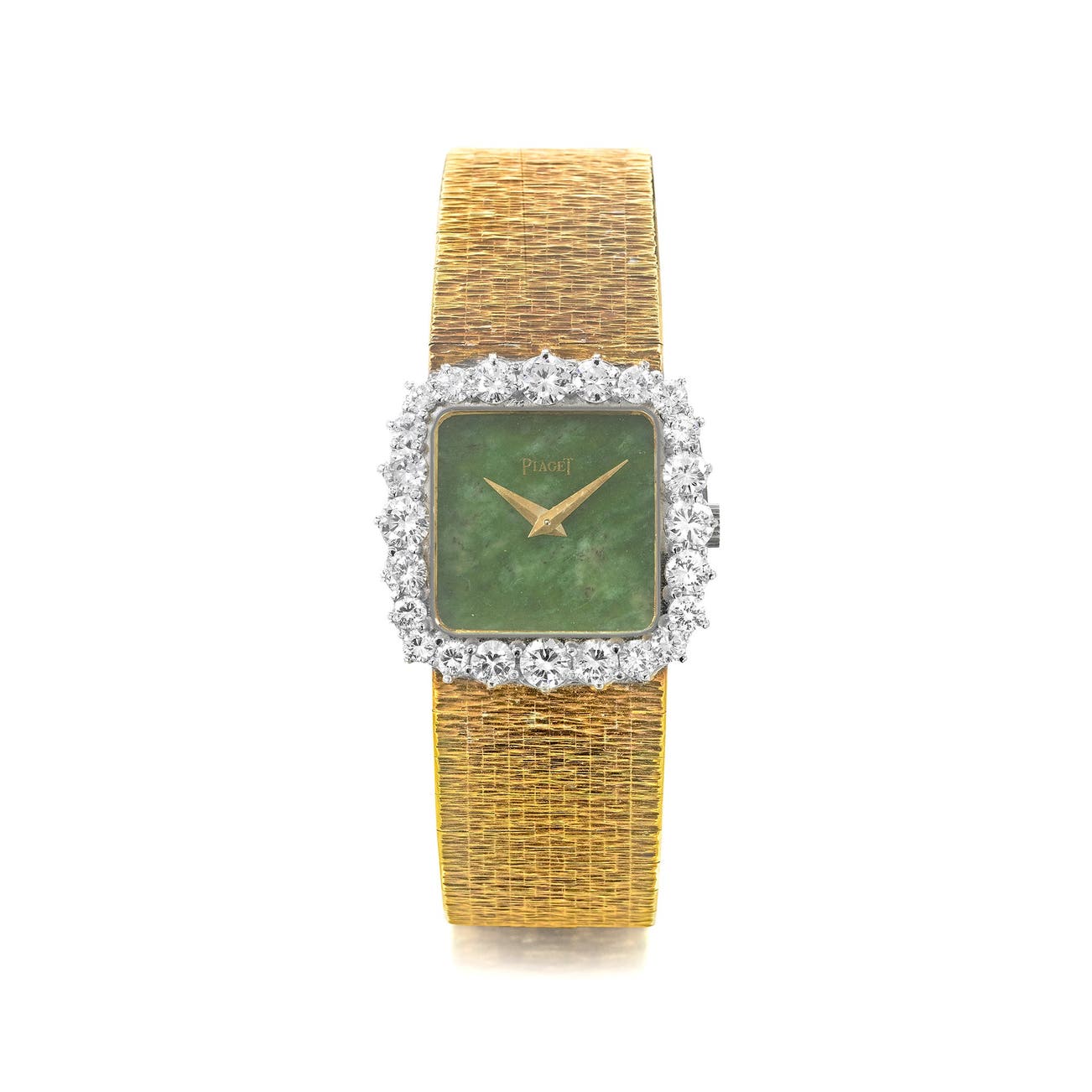 <p><strong>PIAGET</strong> <em>Nephrite, Diamond and Gold Watch,</em> $6,000&ndash;8,000</p>
