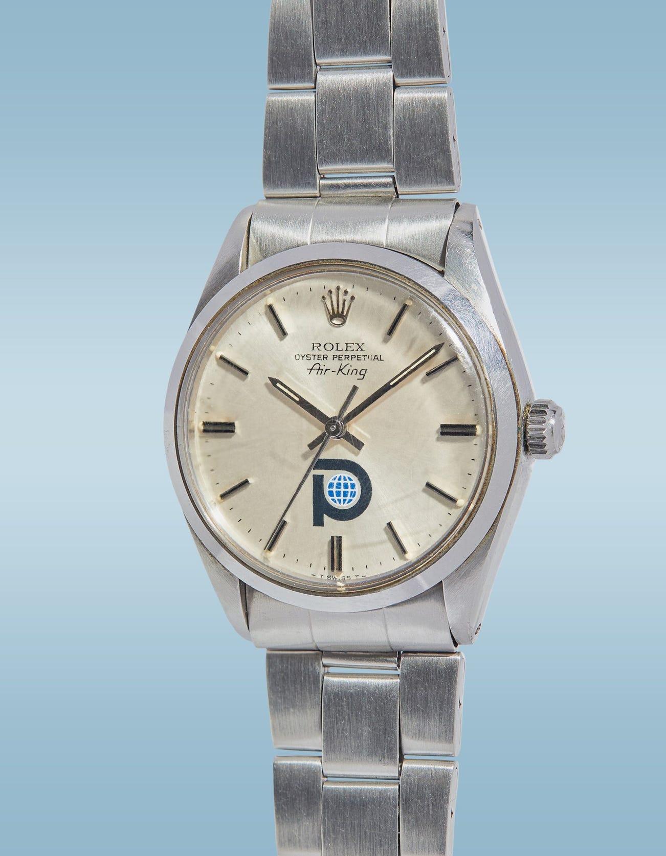 <p><strong>Rolex</strong>. Air-King Ref. 5500 with &lsquo;Pool Intairdril&rdquo; logo, circa 1979. <strong>No Reserve Lot</strong>. Estimate: $2,000 - $3,000</p>
