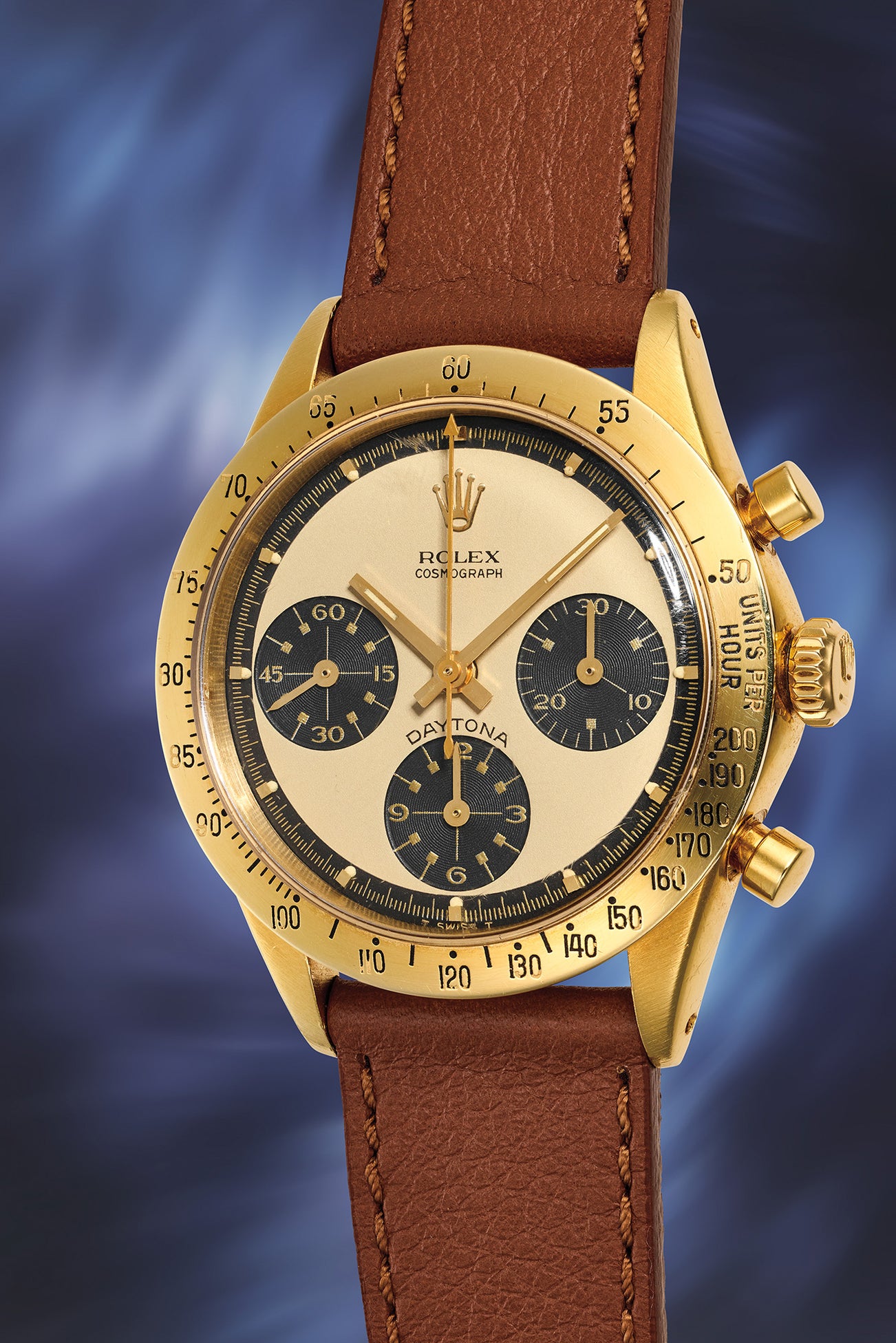 <p><strong>ROLEX</strong> <em>Reference 6239 Cosmograph Daytona “Paul Newman”, 18K yellow gold, circa 1967</em>, $600,000–1,200,000 USD</p>
