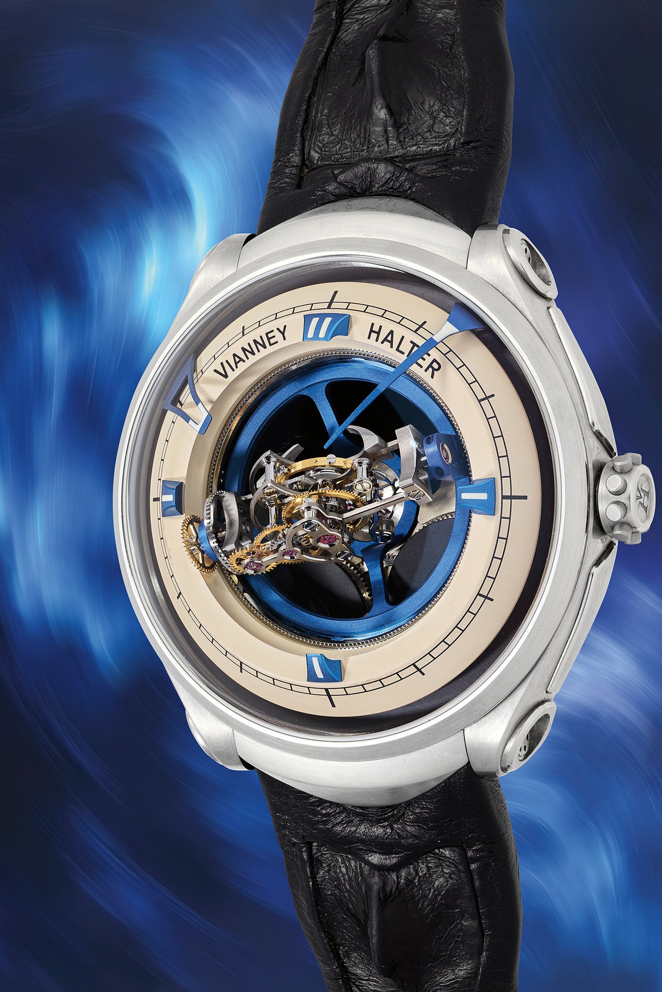 <p><strong>VIANNEY HALTER.</strong> <em>Deep Space Tourbillon in titanium,</em> $120,000 - 240,000</p>
