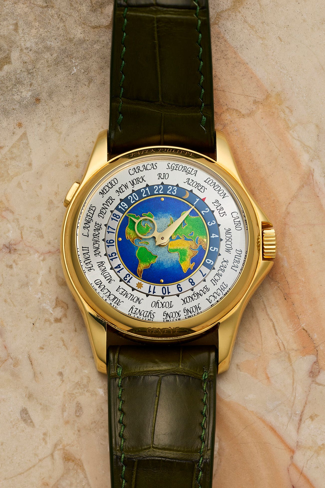 <p><strong>PATEK PHILIPPE</strong> <em>Reference 5131J World Time</em></p>